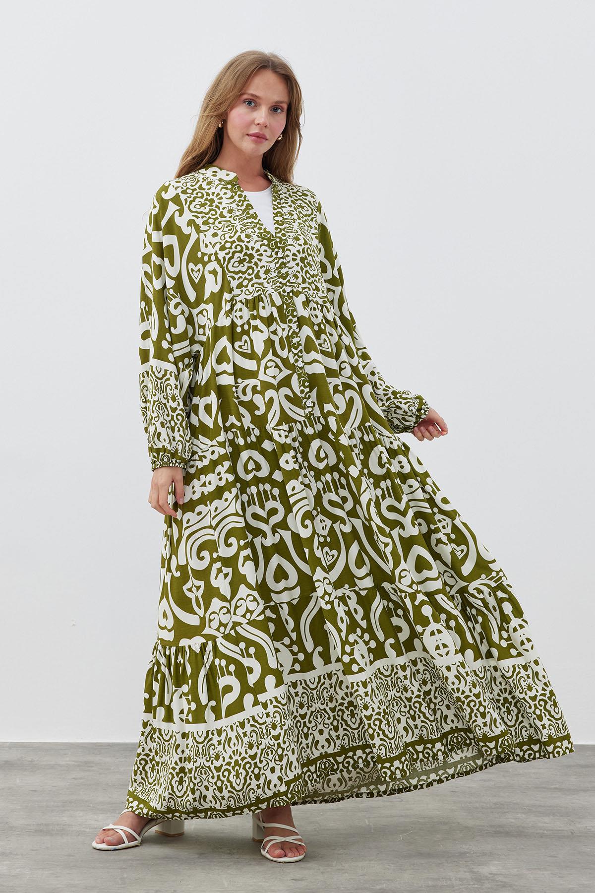 ASEL VİSCON ELBİSE - HAKİ 