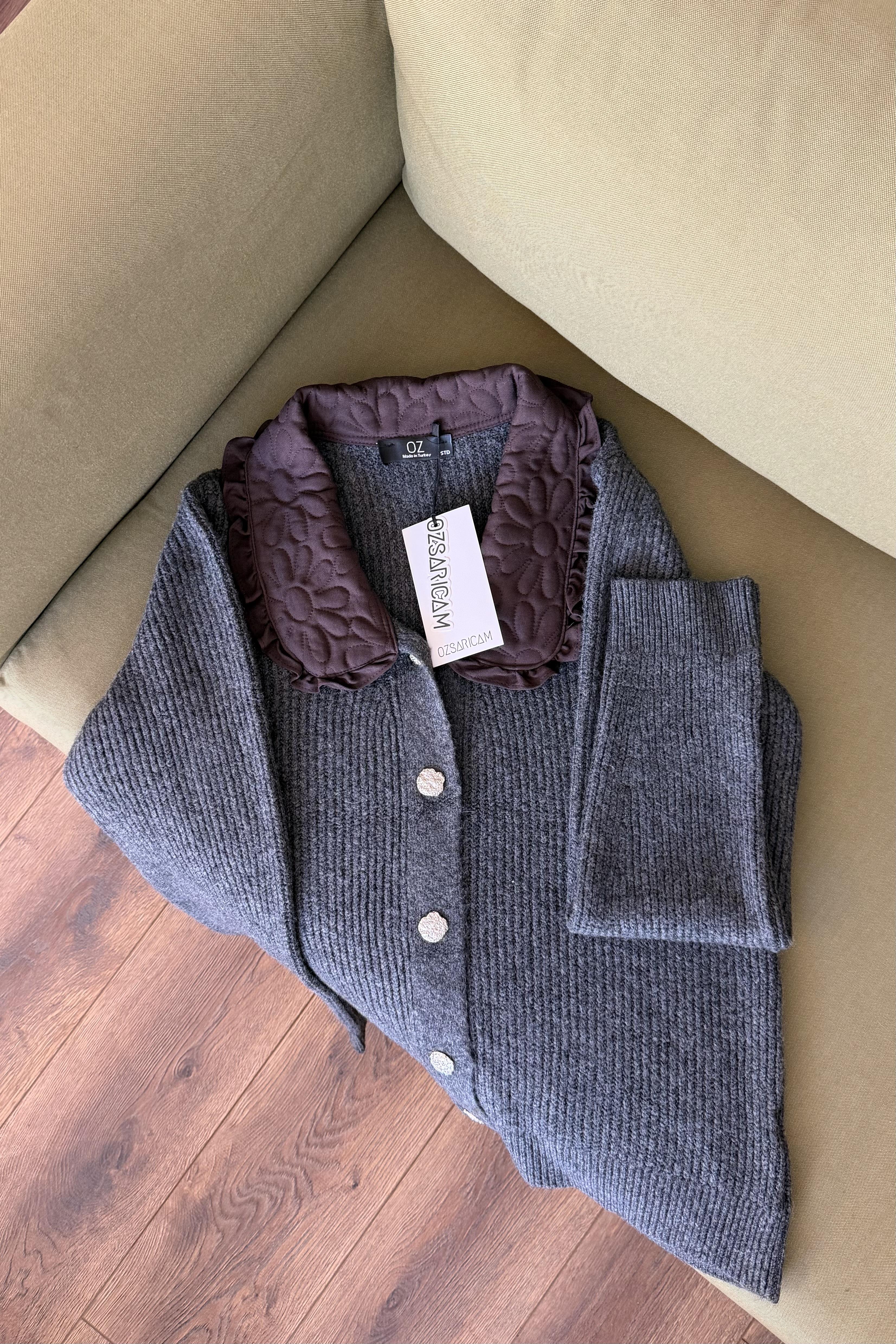 Astin Aksesuar Düğmeli Hırka - Antrasit 