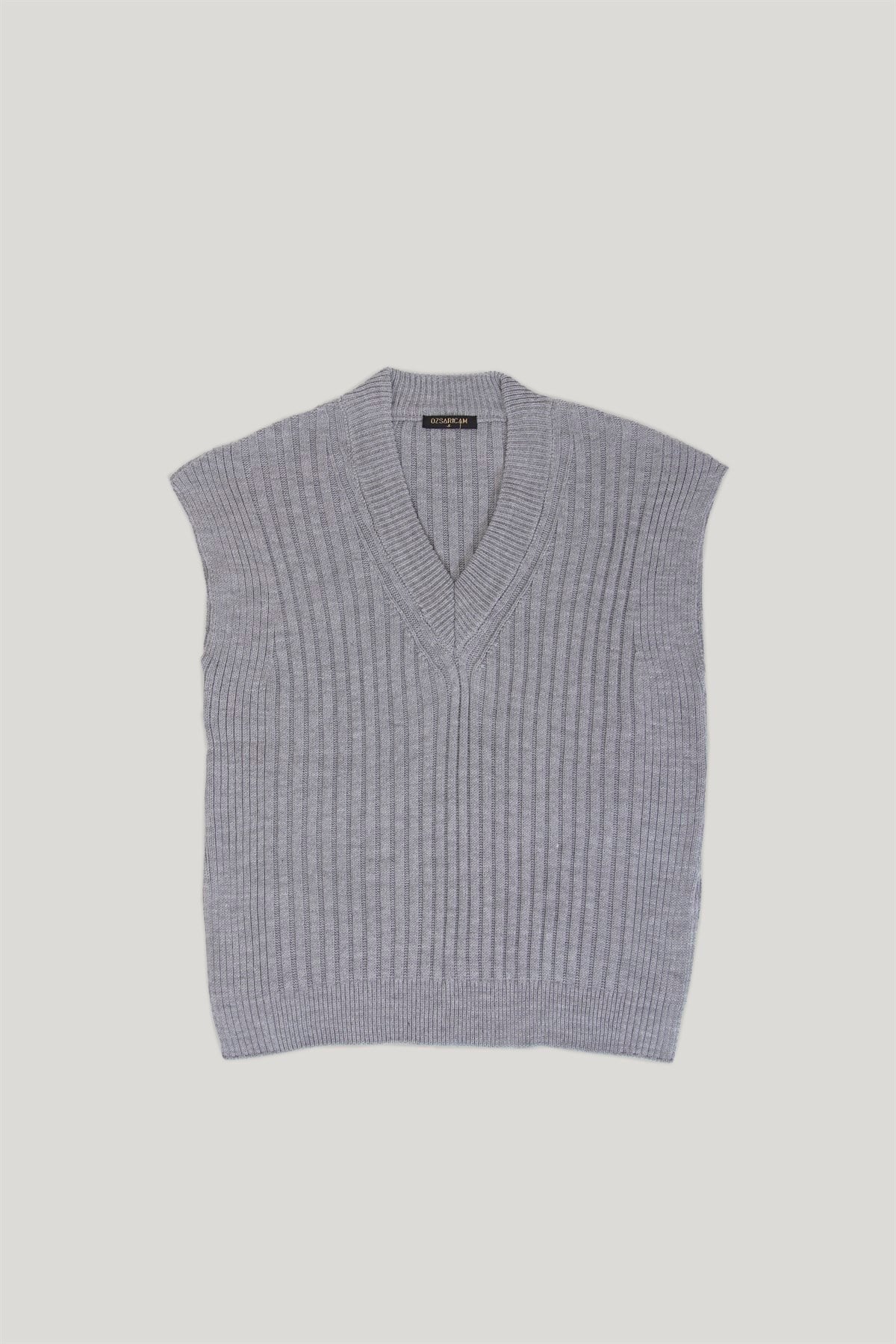 Basic Triko Süveter - Gri