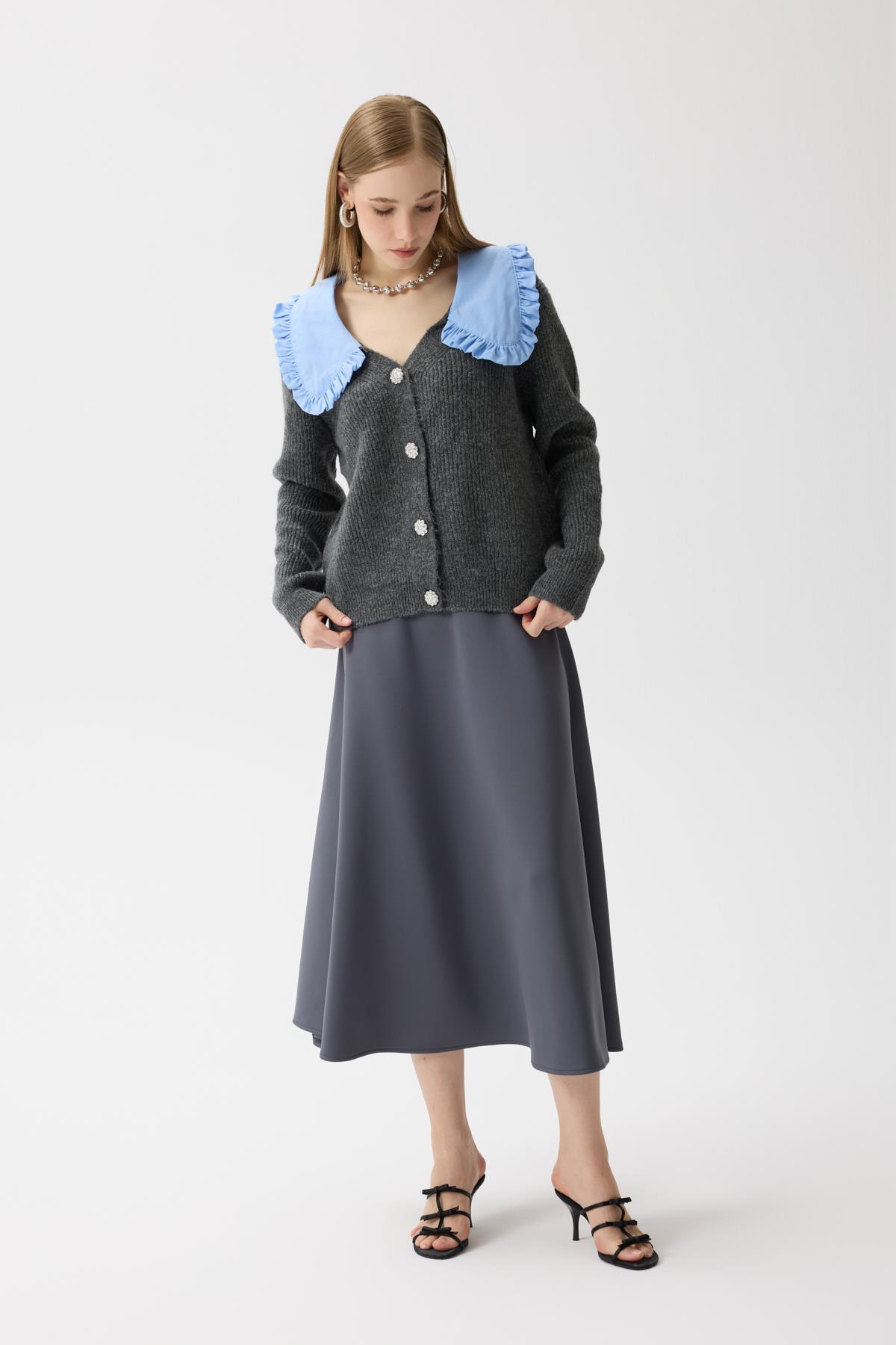 Bianca Bebe Yaka Hırka - Antrasit