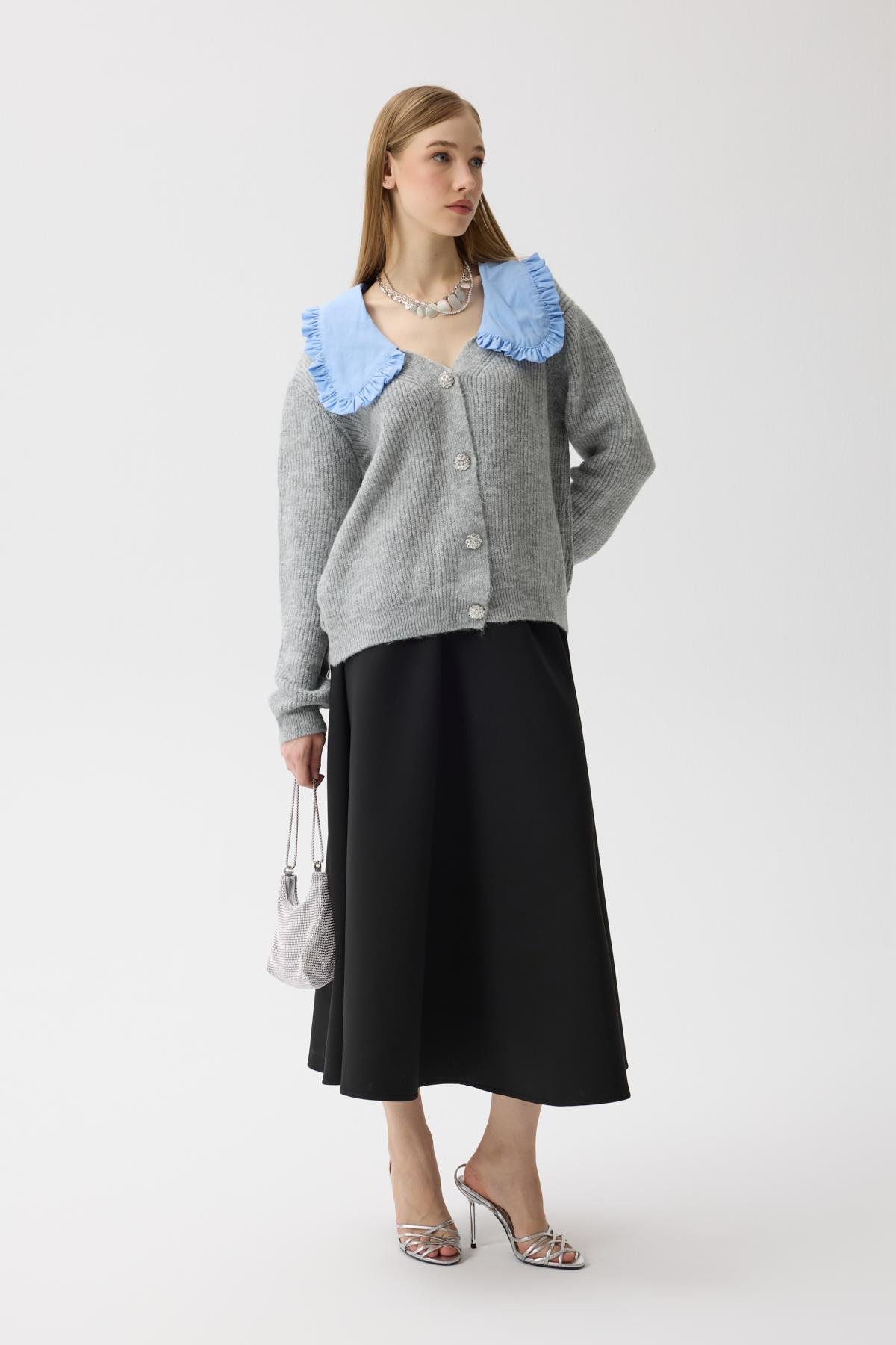 Bianca Bebe Yaka Hırka - Gri 