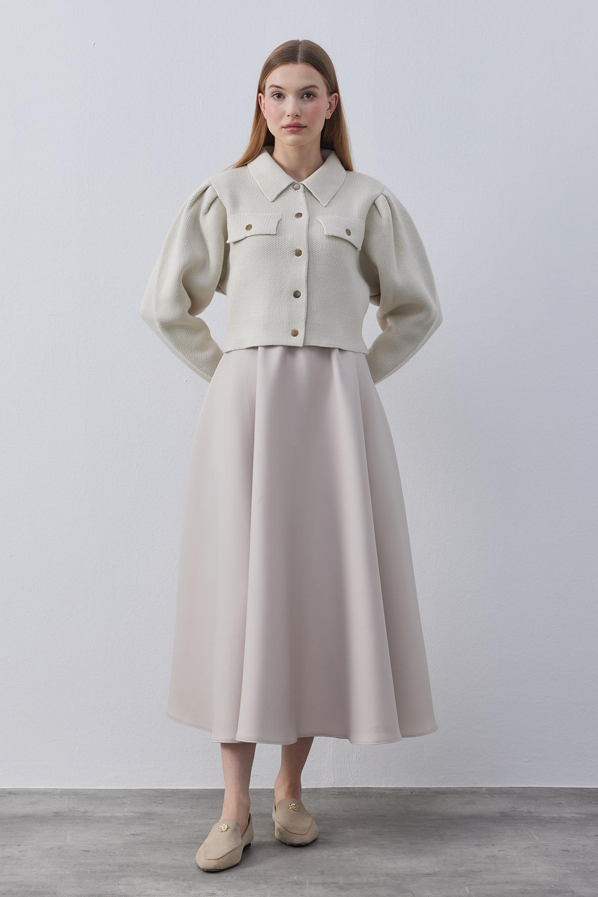 Blair Çıtçıtlı Triko Ceket-Bej