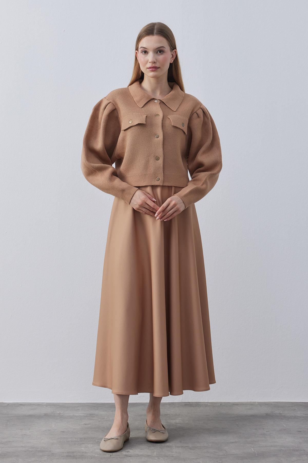 Blair Çıtçıtlı Triko Ceket- Camel