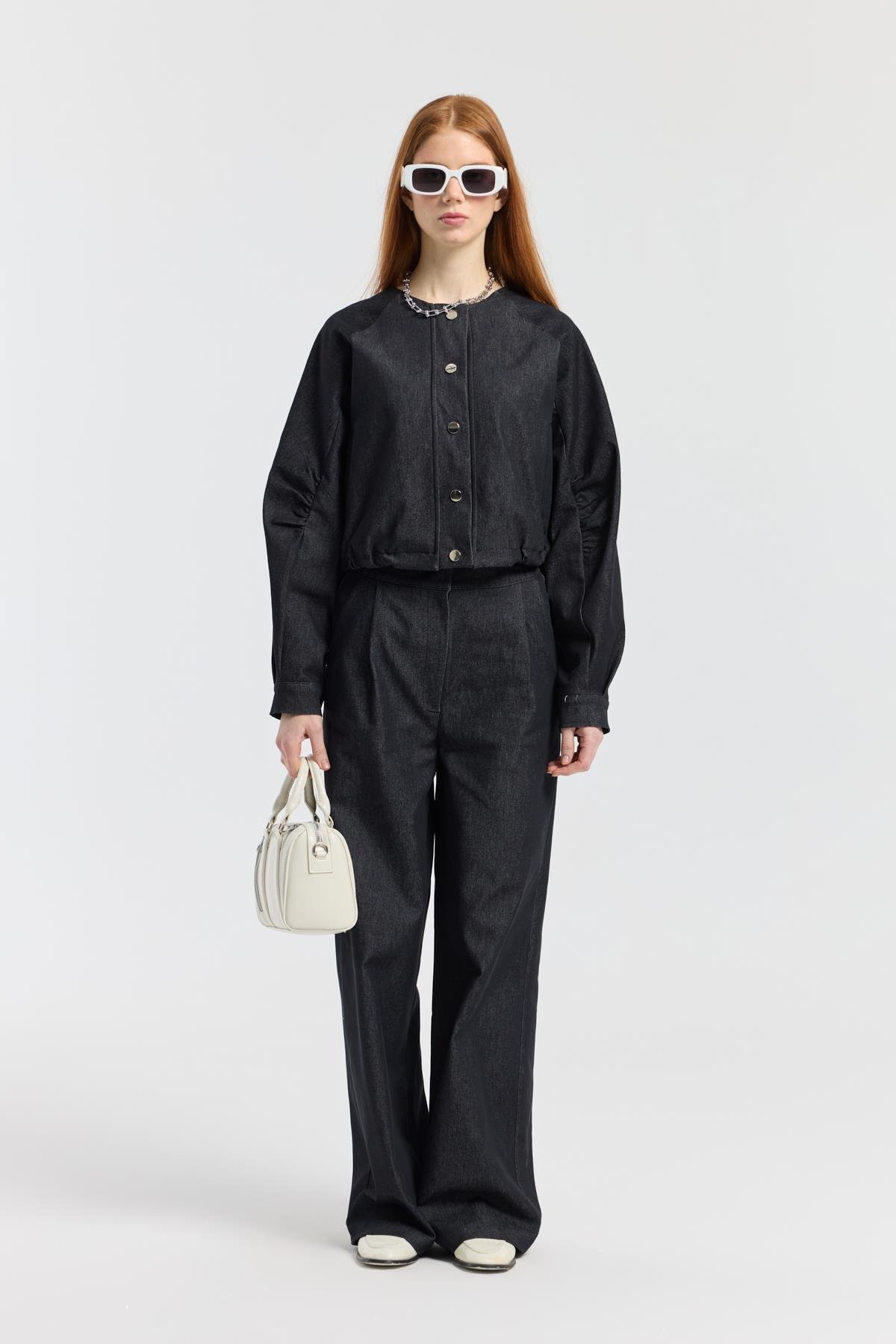 Celia Bomber Ceket Takım - Denim Mavi