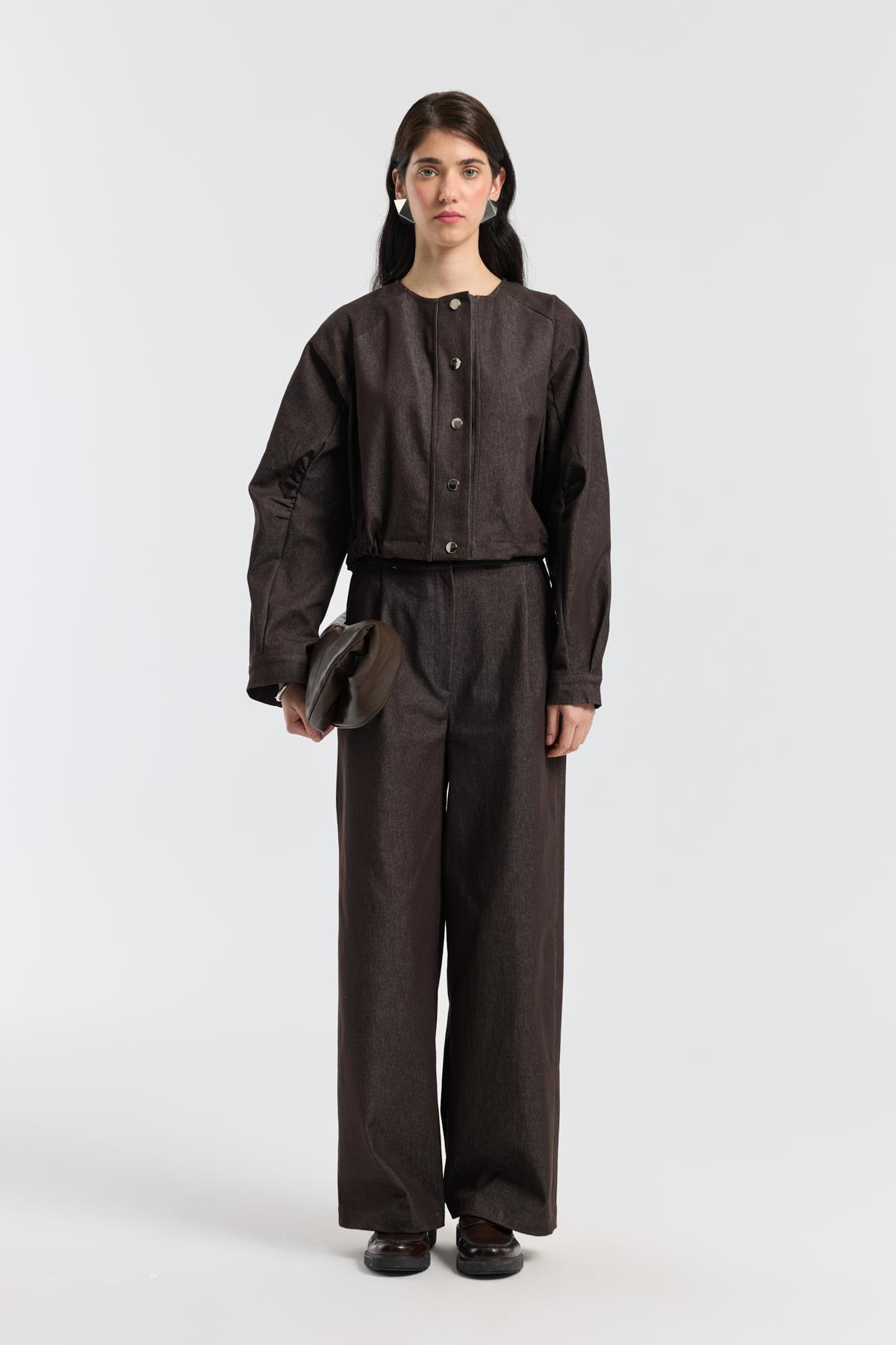 Celia Bomber Ceket Takım - Kahverengi