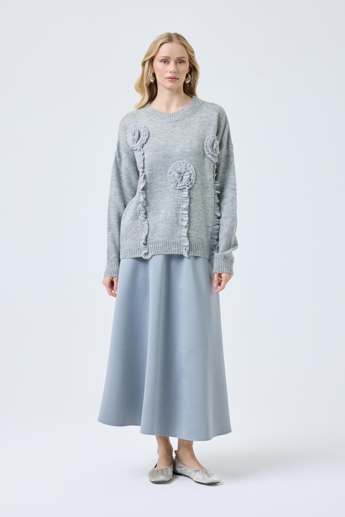 Chloe Tül Detaylı Kazak - Gri 