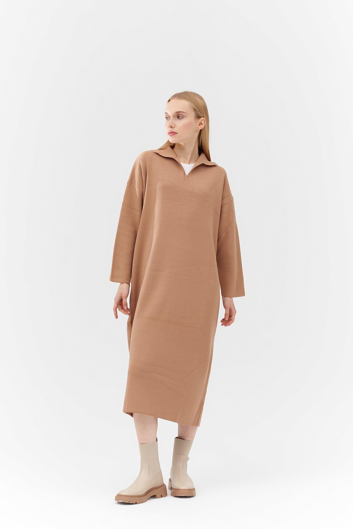 ELİSA TRİKO ELBİSE - CAMEL 