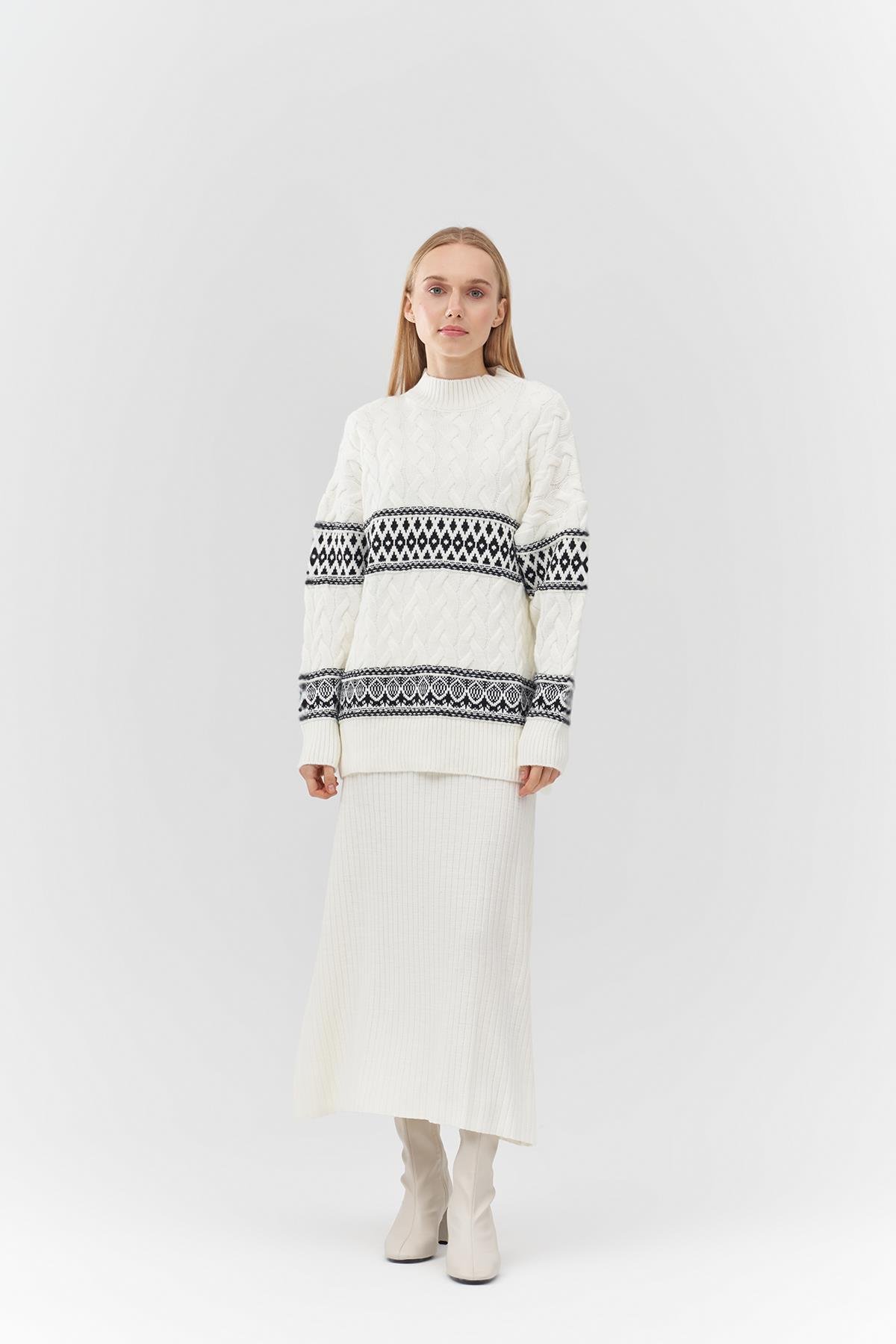 EMİLY FİTİLLİ TRİKO KLOŞ ETEK - EKRU