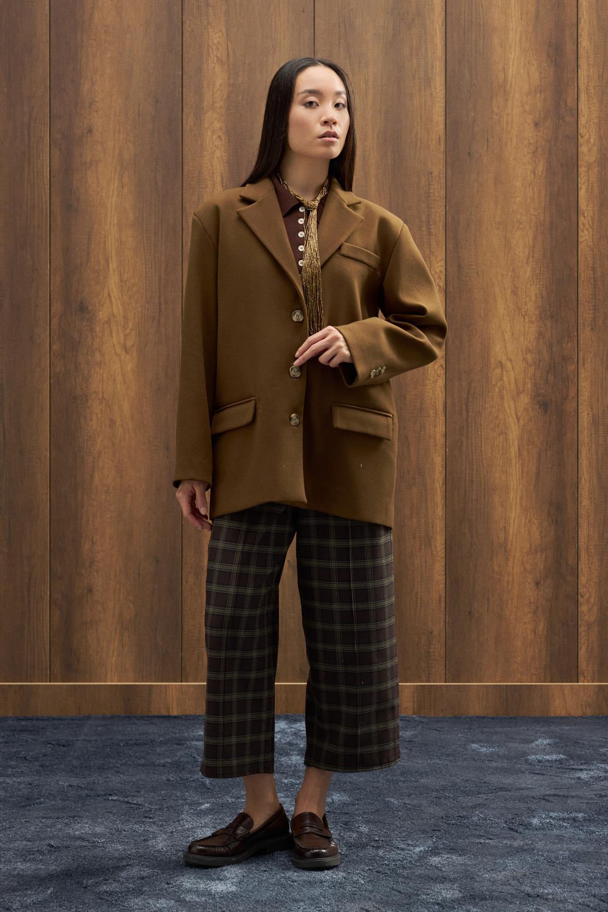 Eva Kaşe Blazer Kaban - Haki 