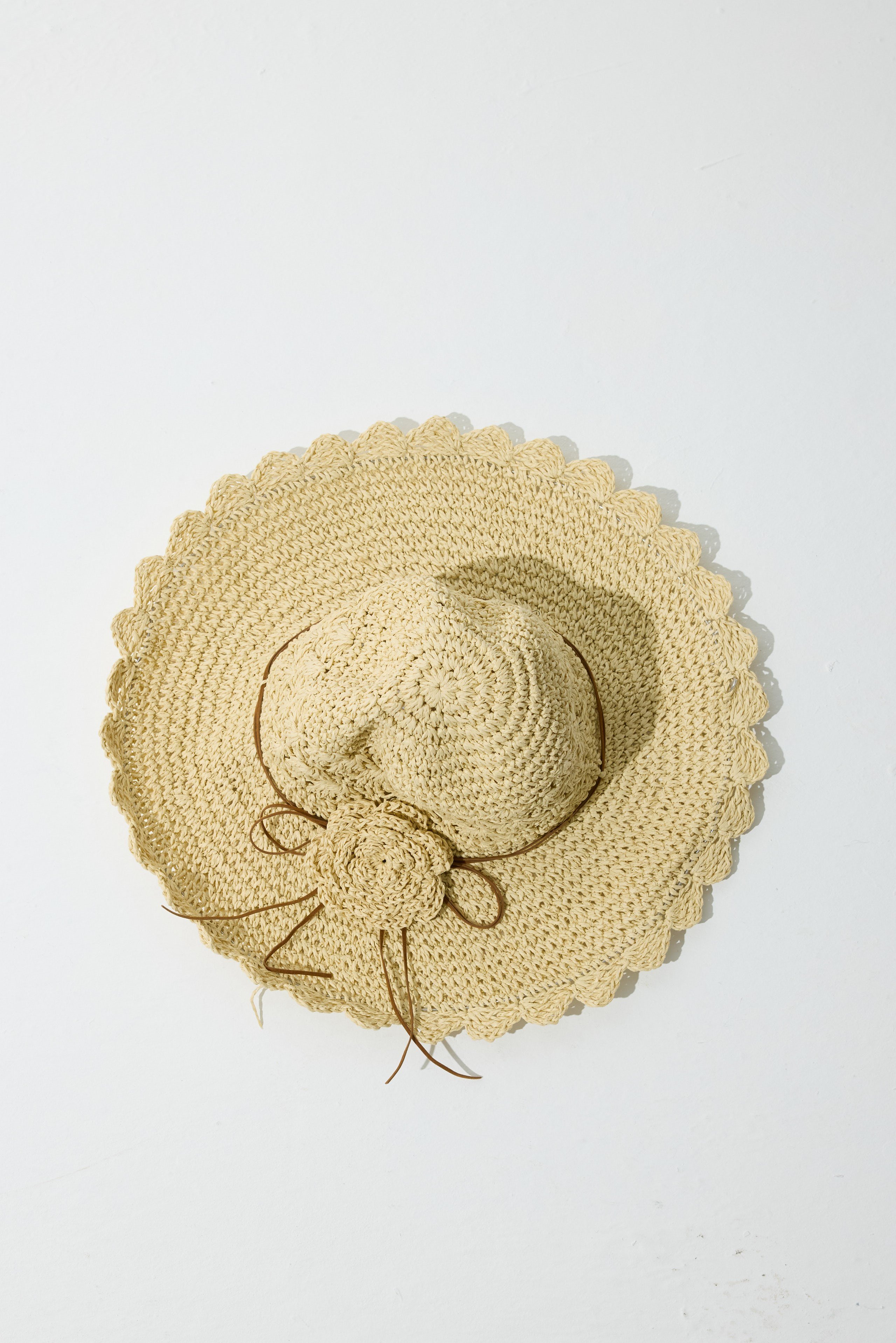 Flower Hasır Şapka - Natürel 
