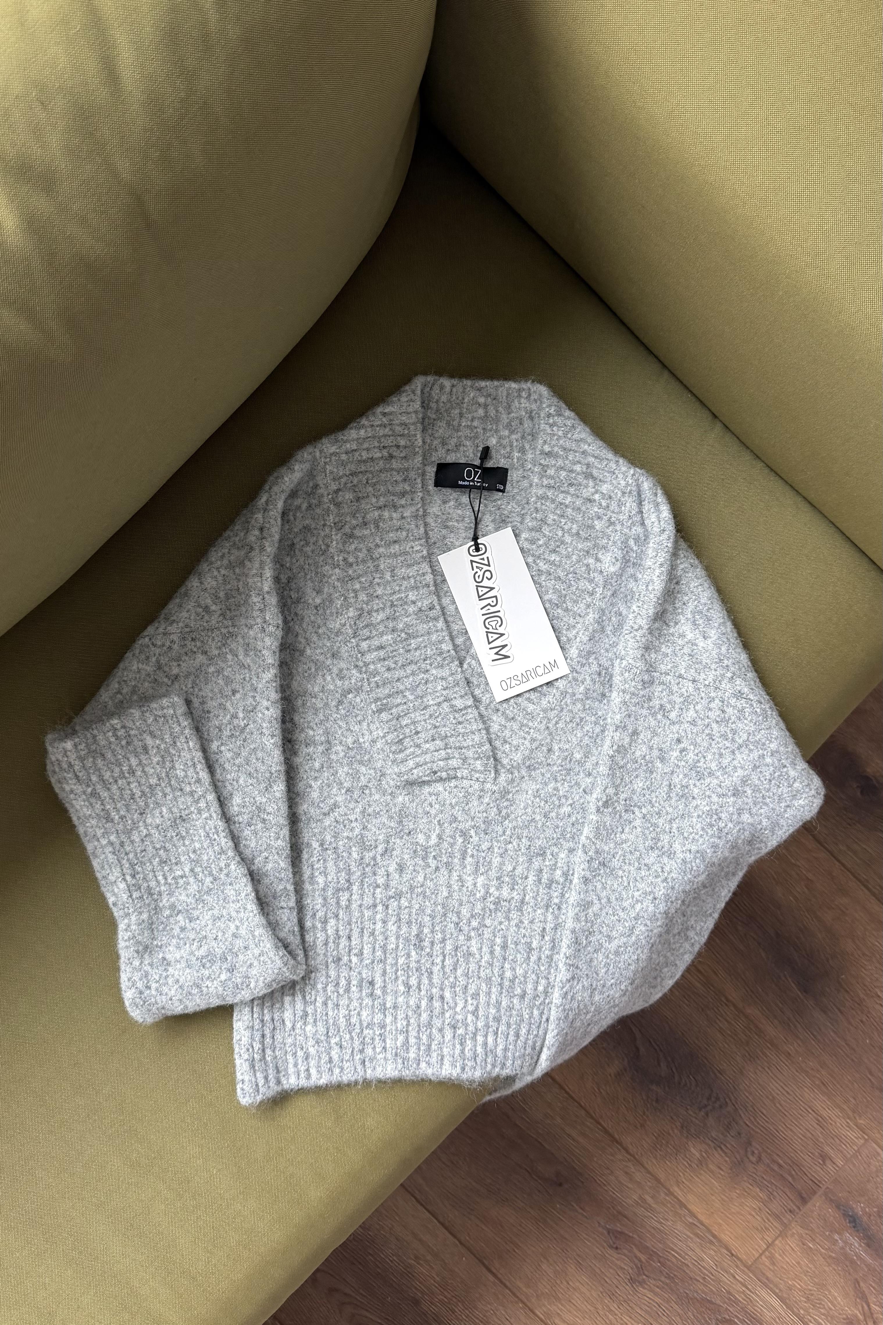 Frankie Fitilli Crop Kazak - Gri Melanj