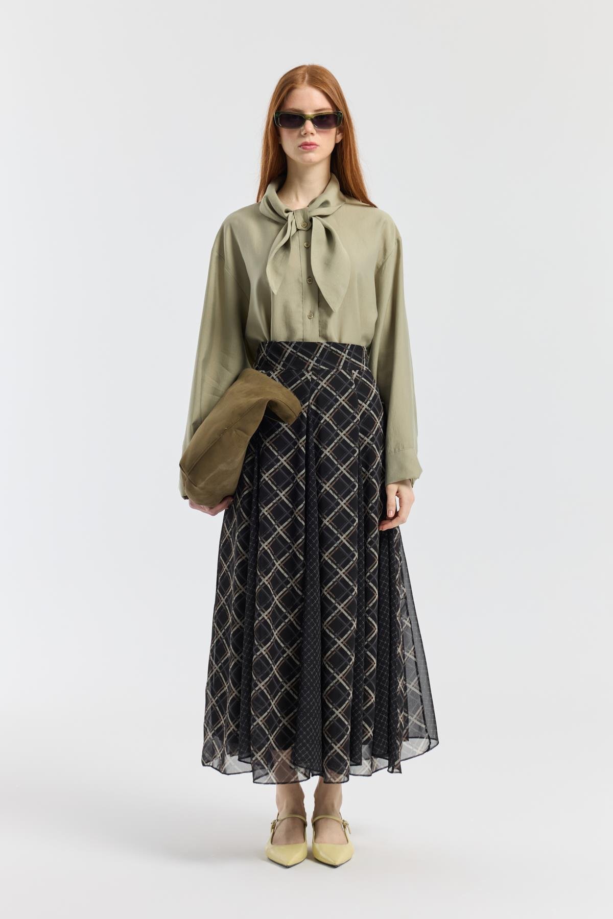 Fularlı Modal Gömlek - Çağla