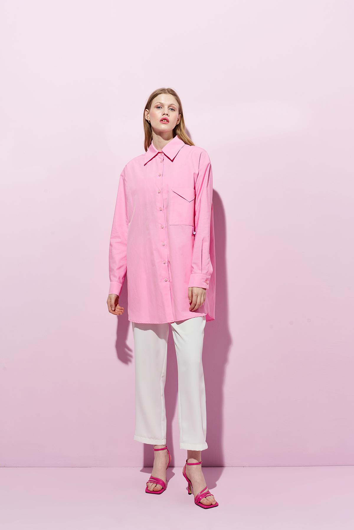 Glass Etiket Detaylı Gömlek - Pembe
