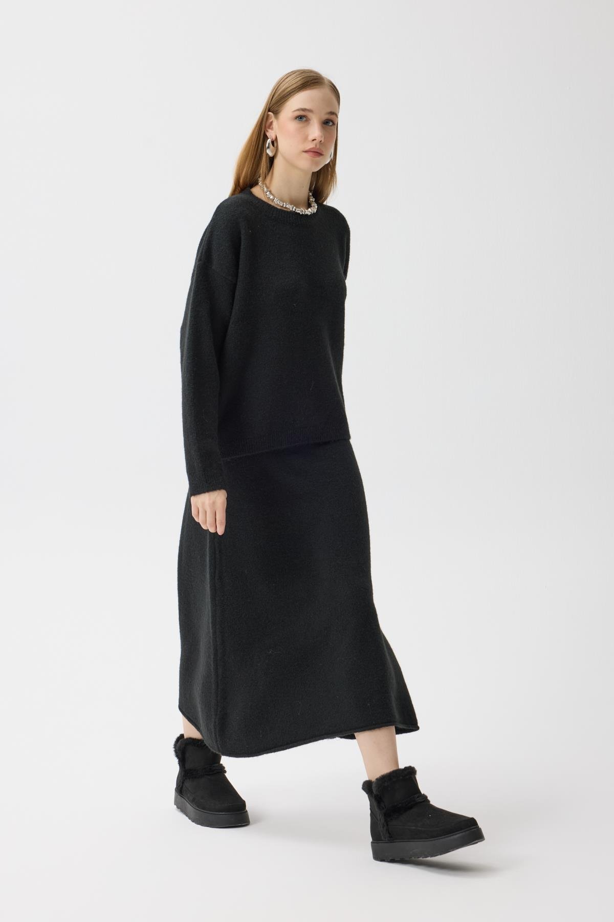 Helen Basic Triko Takım - Siyah 