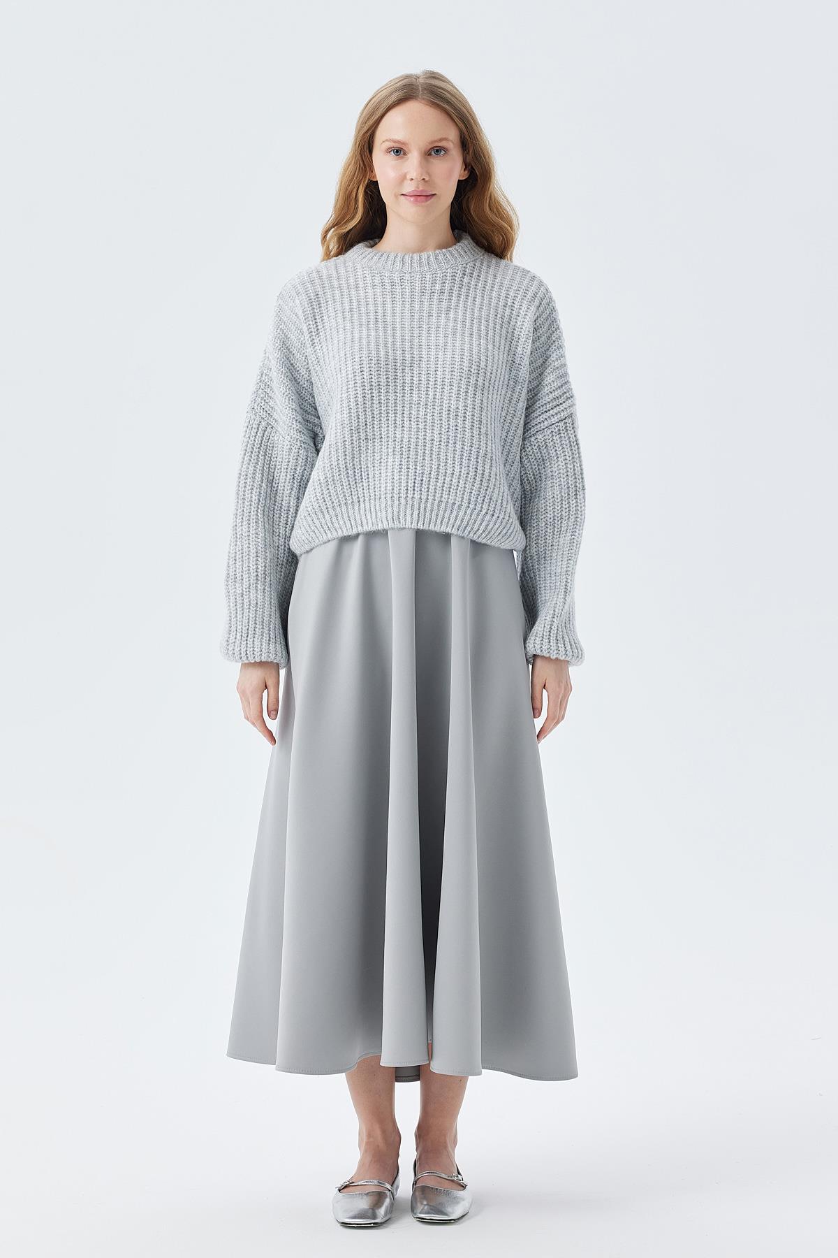 HELENA SELANİK ÖRME KAZAK - GRİ 