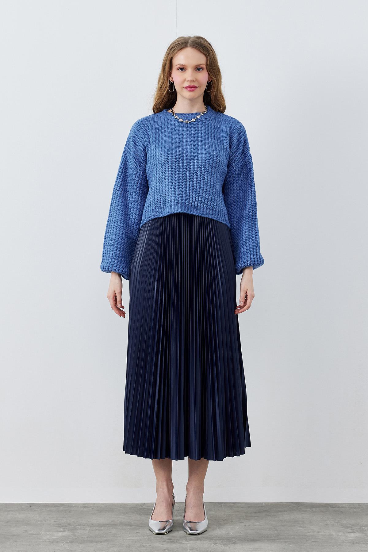 HELENA SELANİK ÖRME KAZAK - İNDİGO