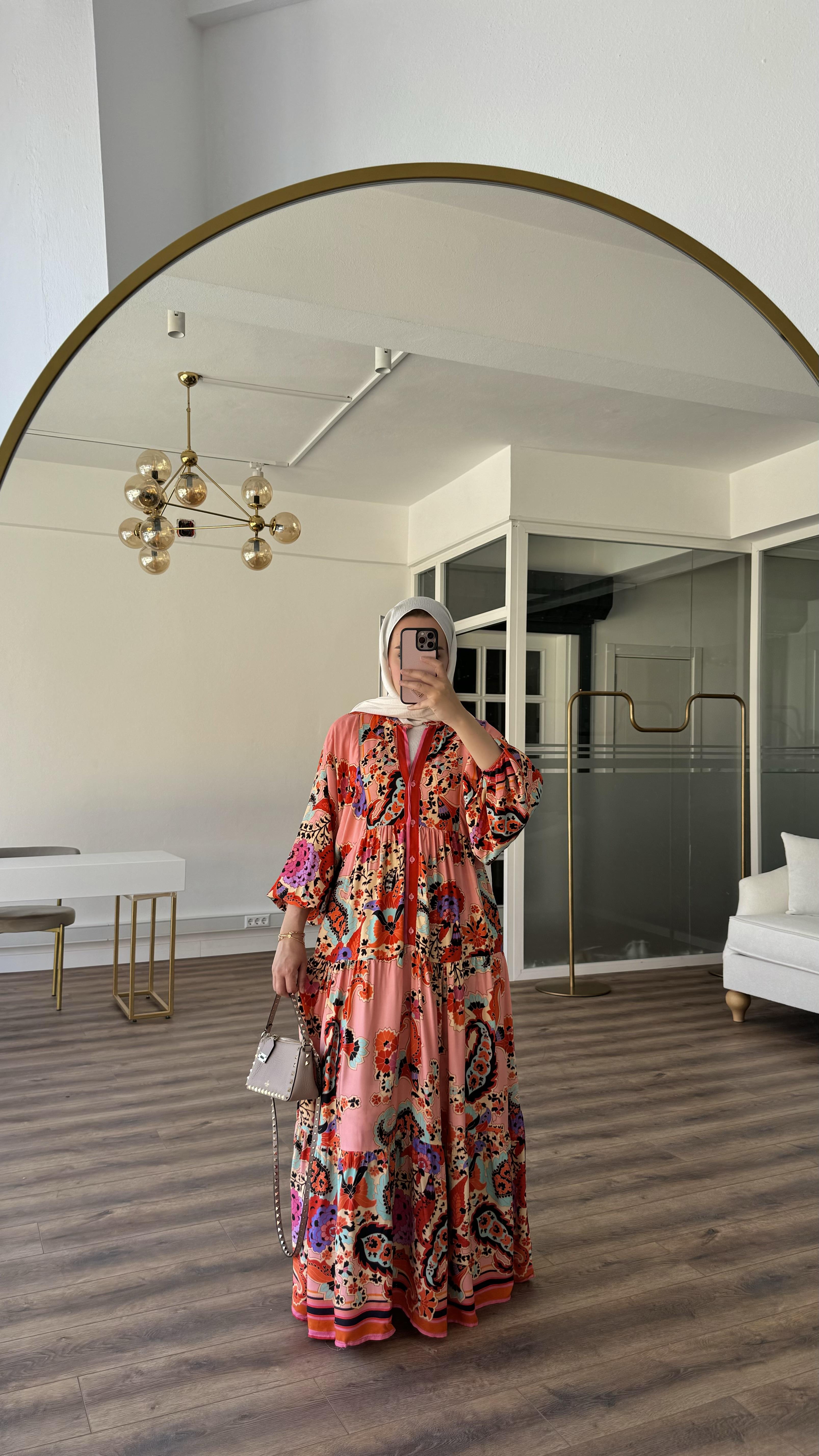 İNCİ VİSCON ELBİSE - PEMBE