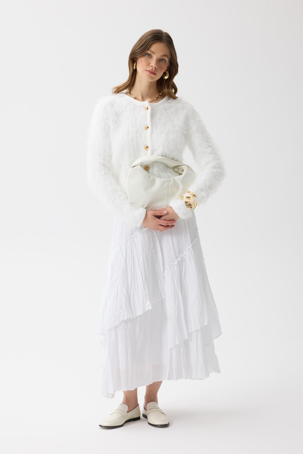 Isabella Tüylü Hırka - Beyaz