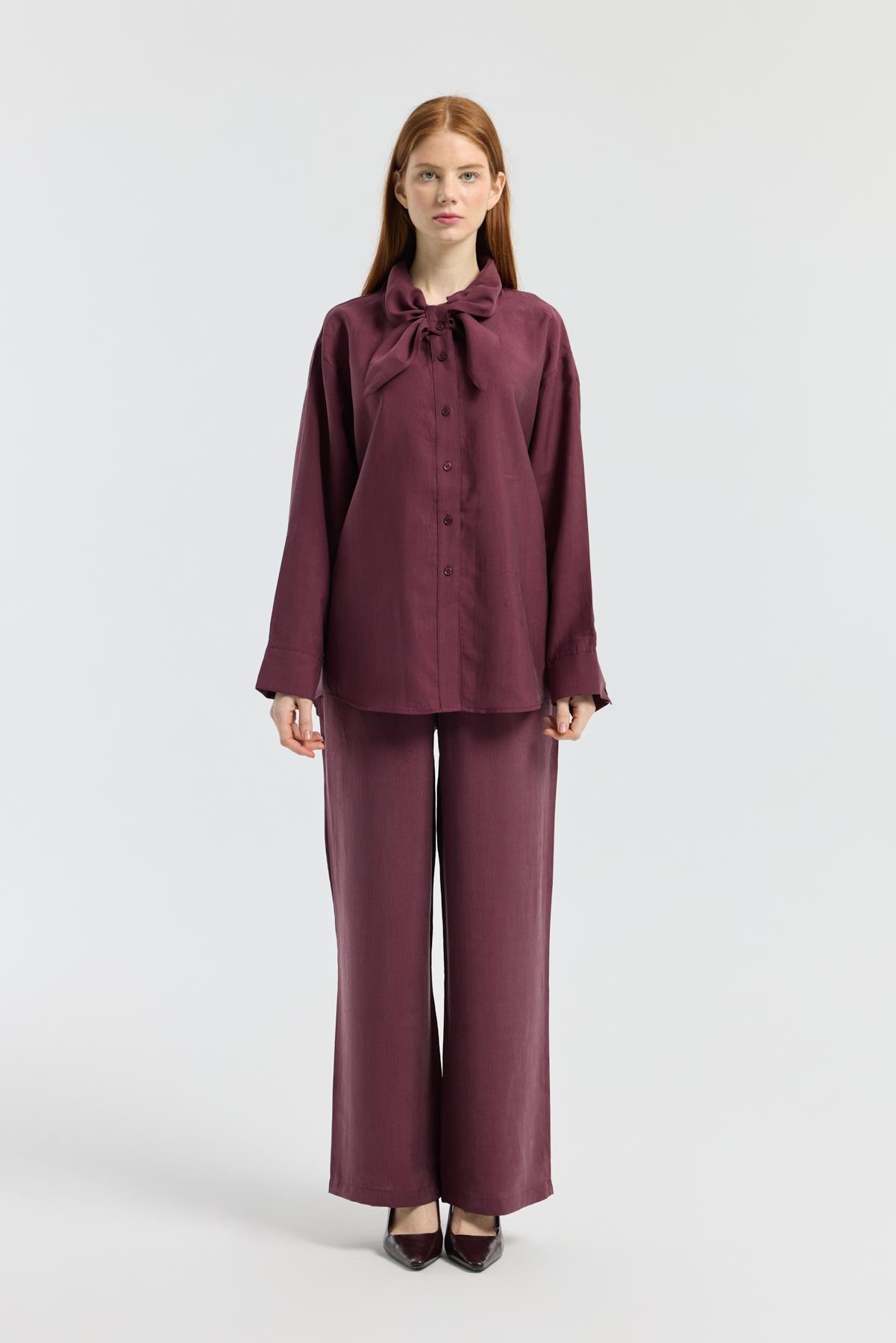 Kewin Modal Palazzo Pantolon - Mürdüm