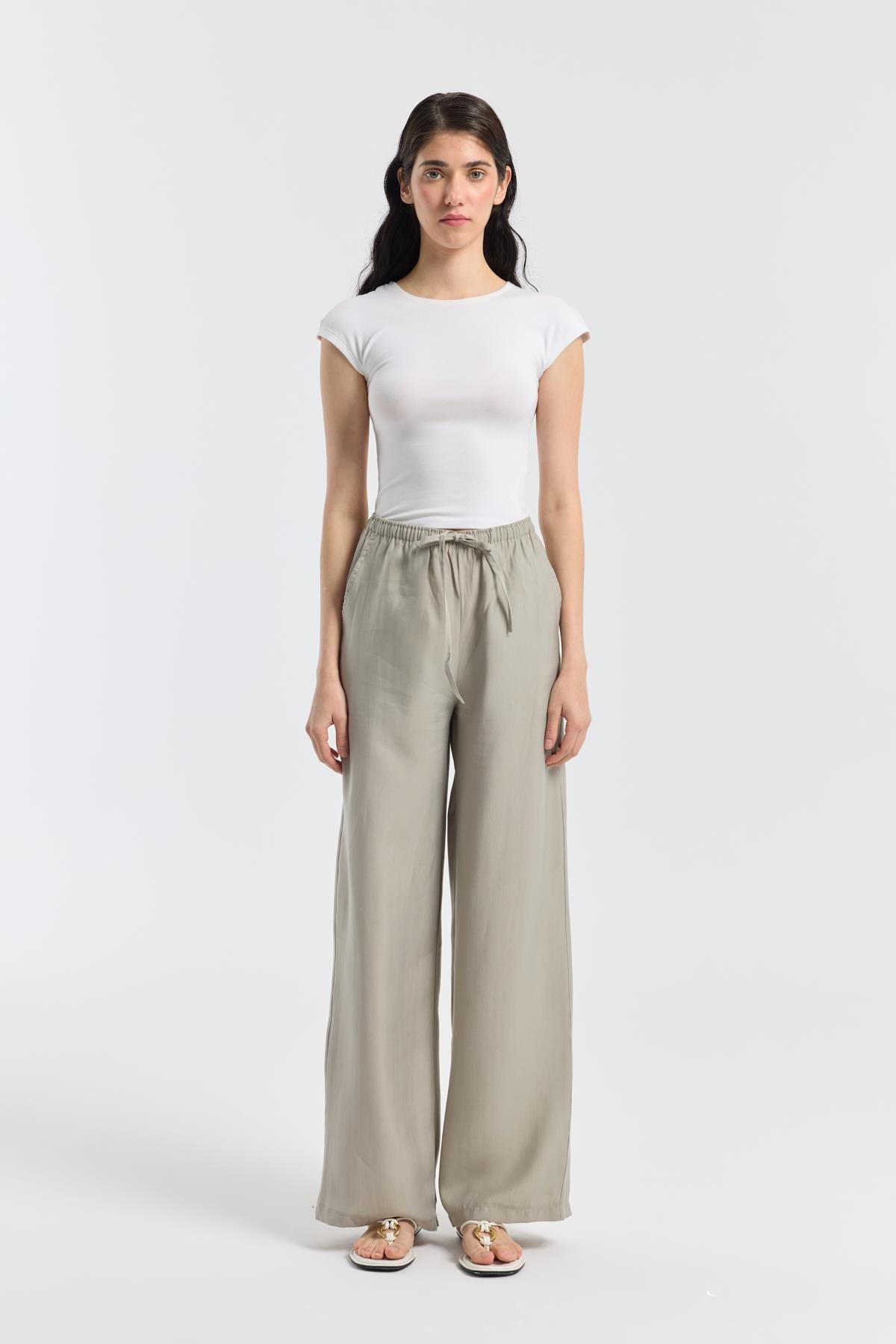 Kewin Modal Palazzo Pantolon - Taş