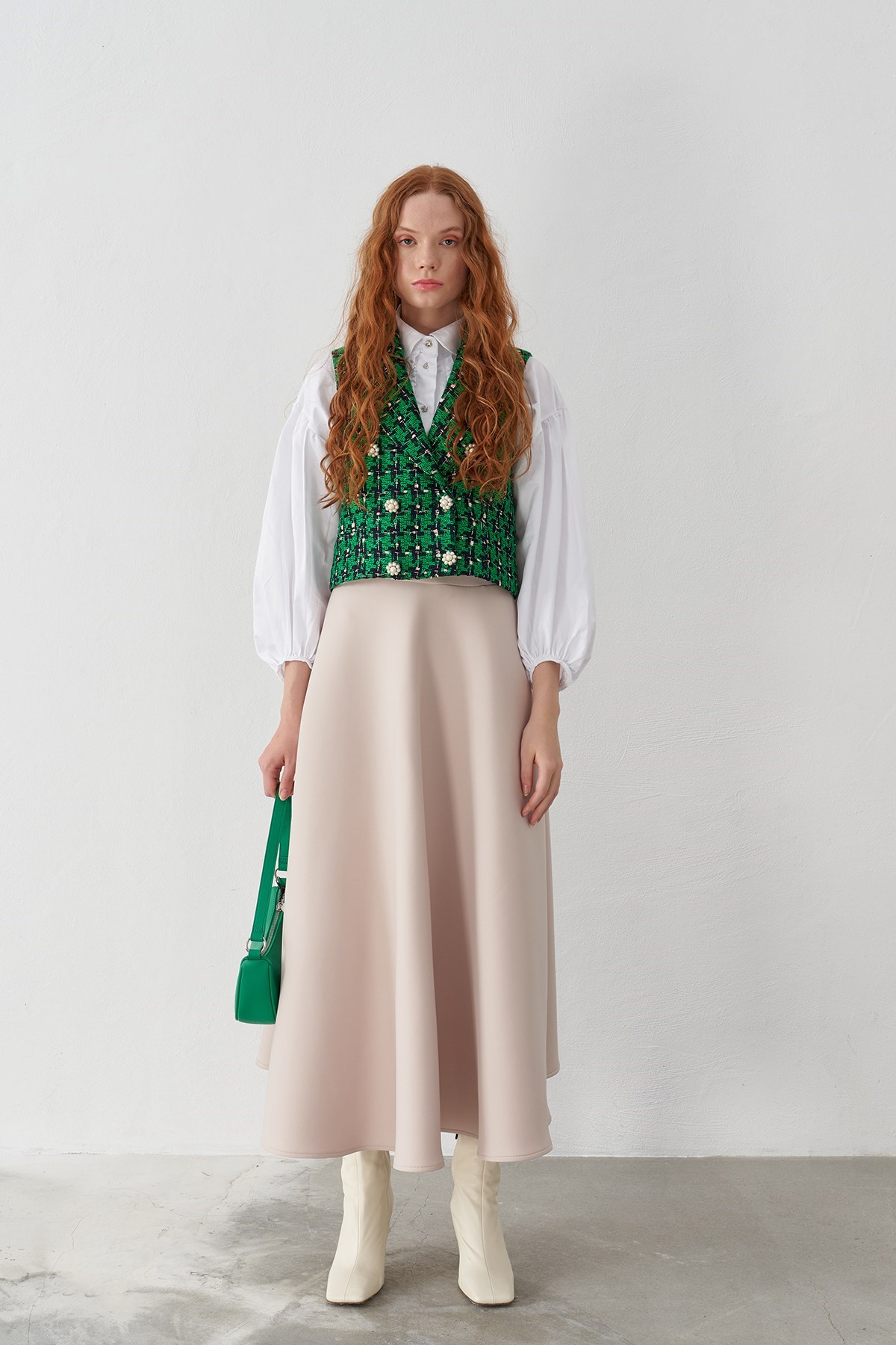 Vanessa Düğme Detaylı Yelek - Yeşil