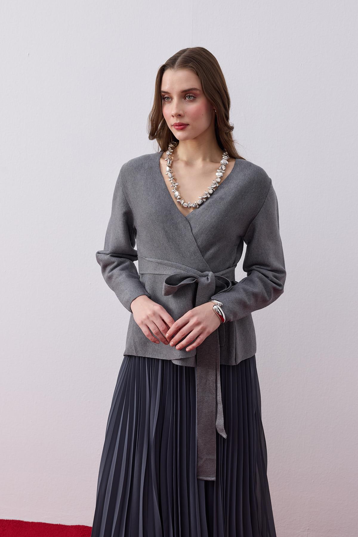 Lavinya Peplum Detaylı Triko Blazer- Antrasit 