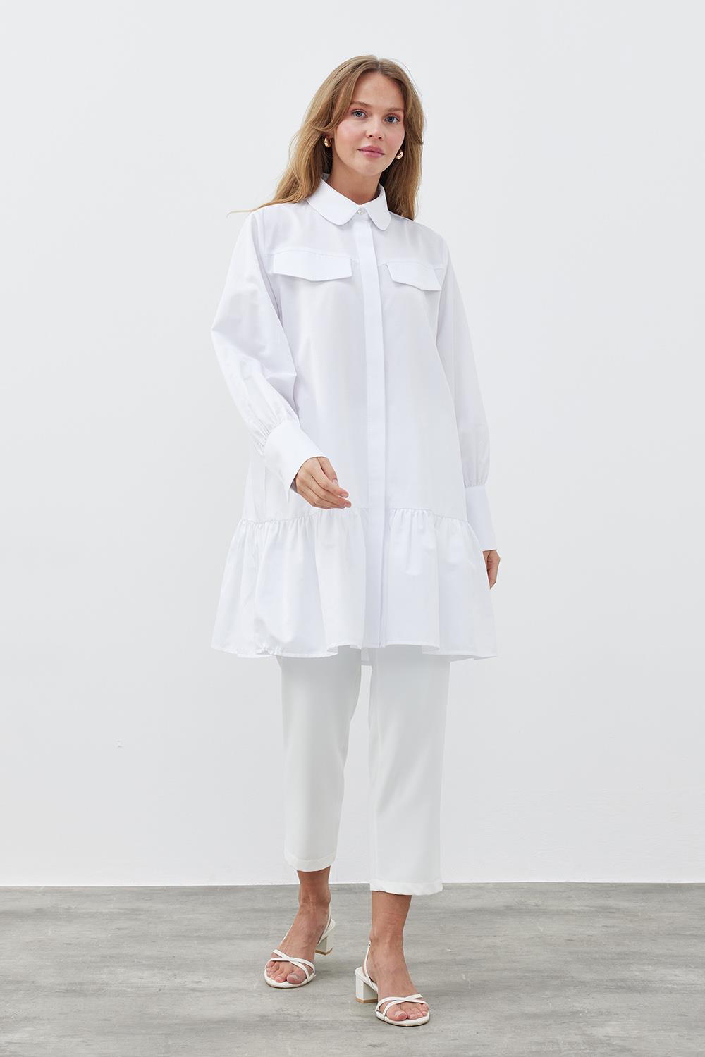LİONA KEMERLİ GÖMLEK - BEYAZ 