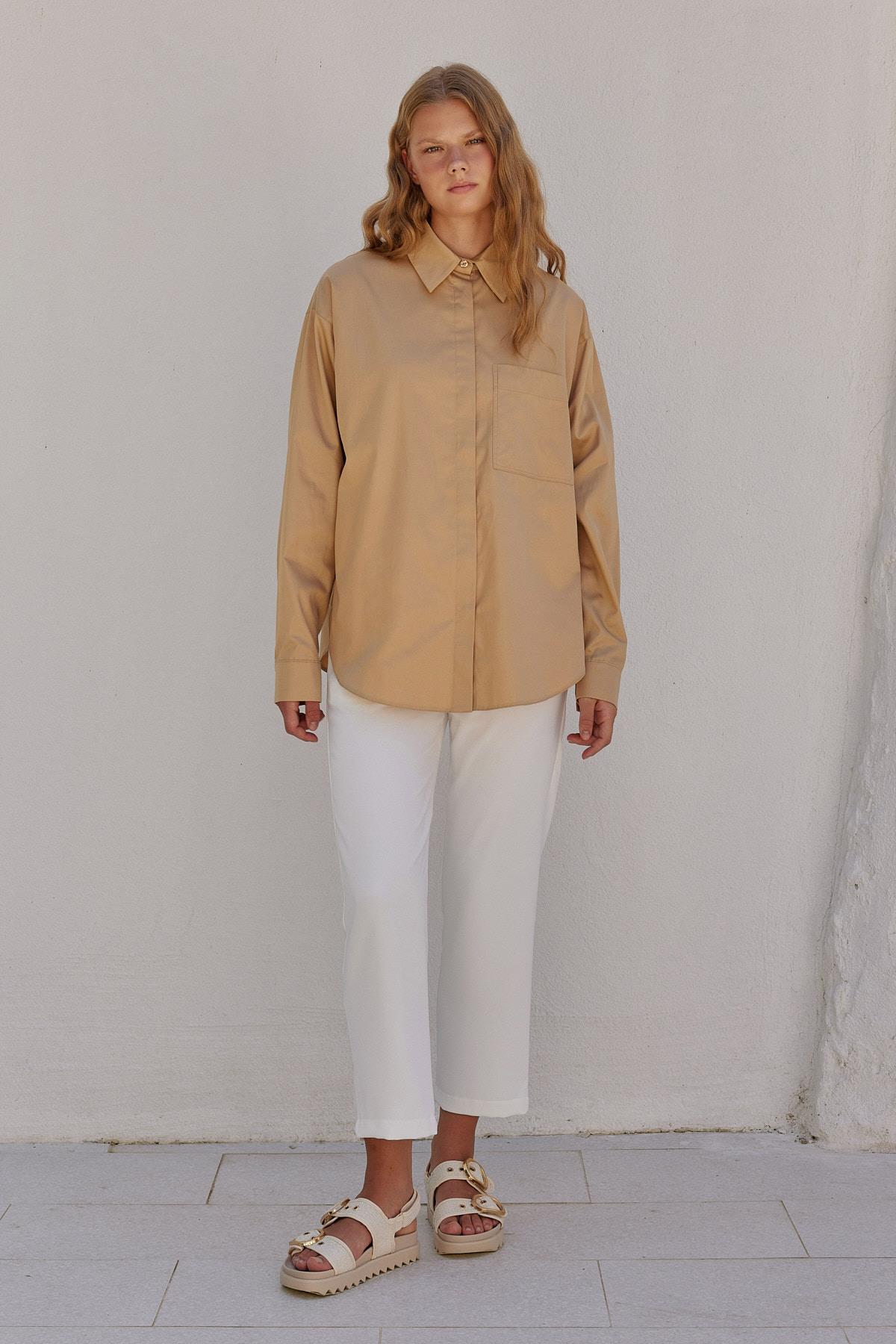 Louis Basic Cotton Gömlek - Camel