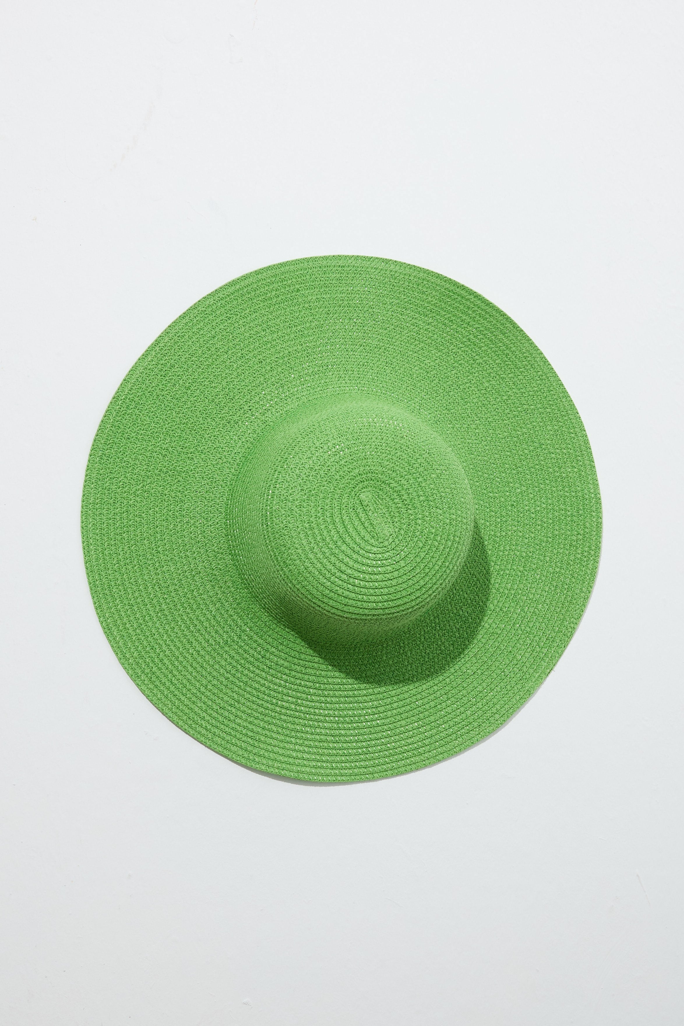 Merry Düz Hasır Şapka - Yeşil
