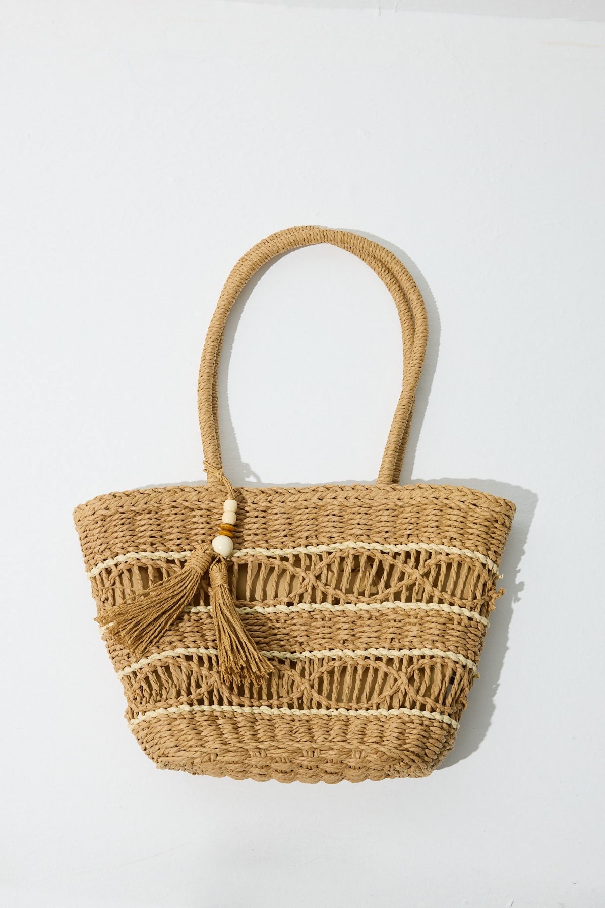 Örgü Hasır Çanta - Kahve