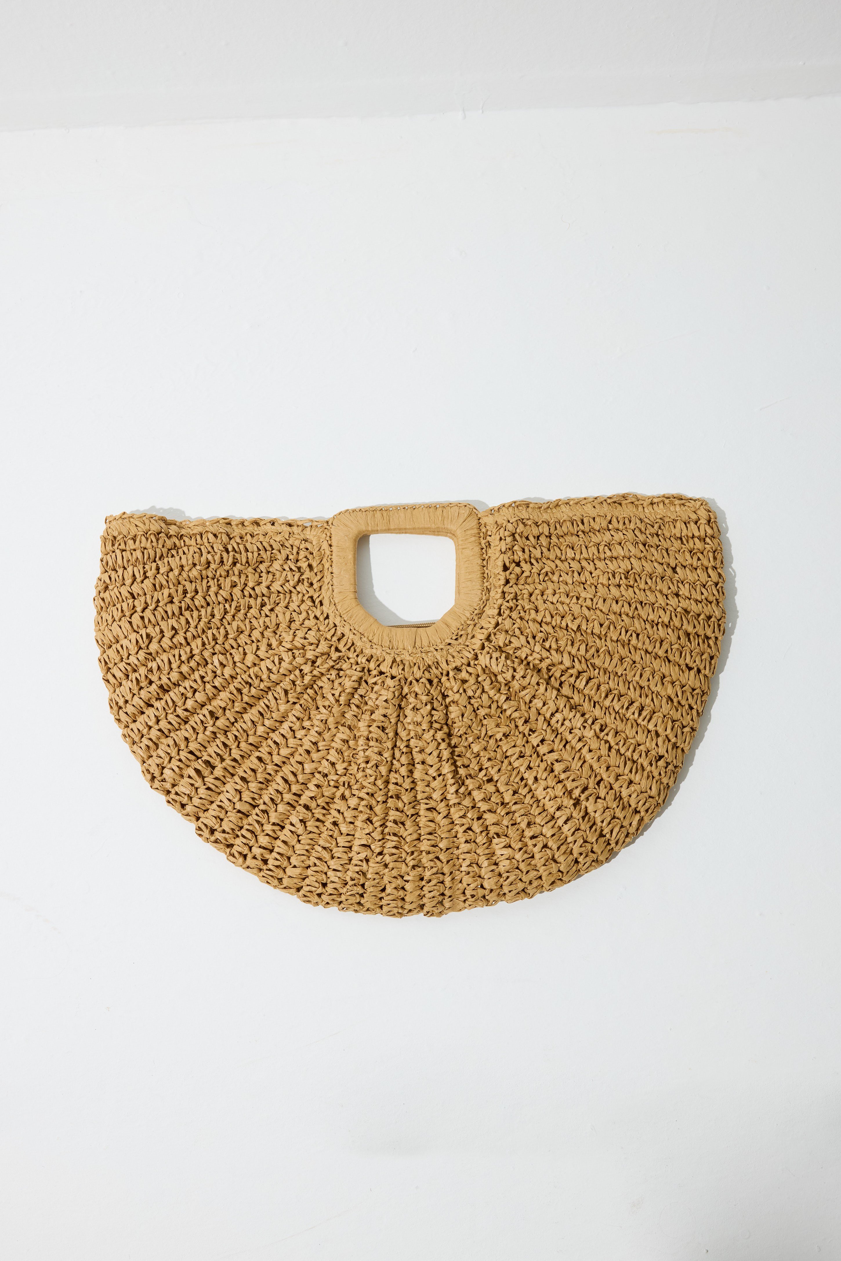 Örgü Hasır Çanta - Taba