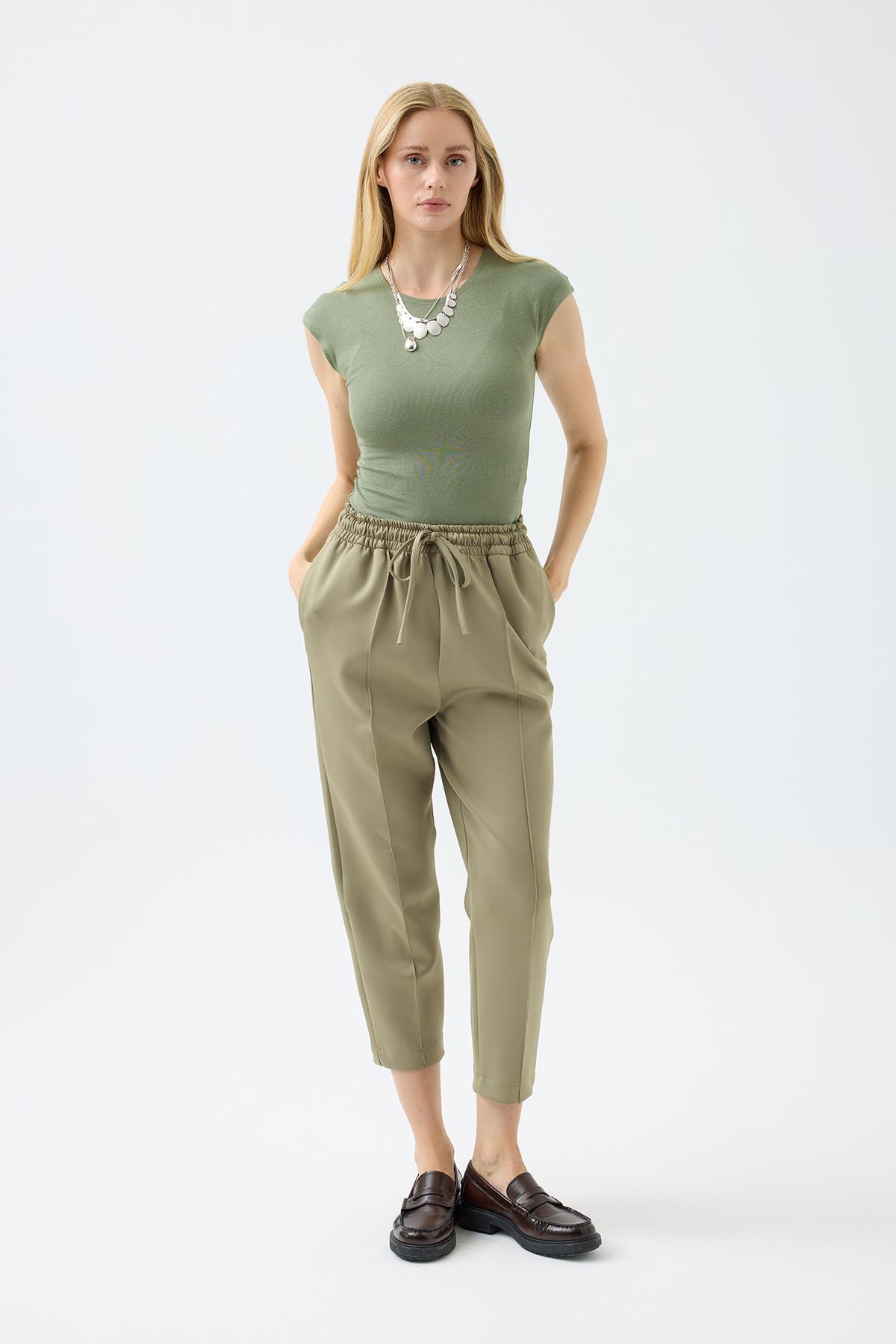 Otilla Nervürlü Skuba Havuç Pantolon - Haki 