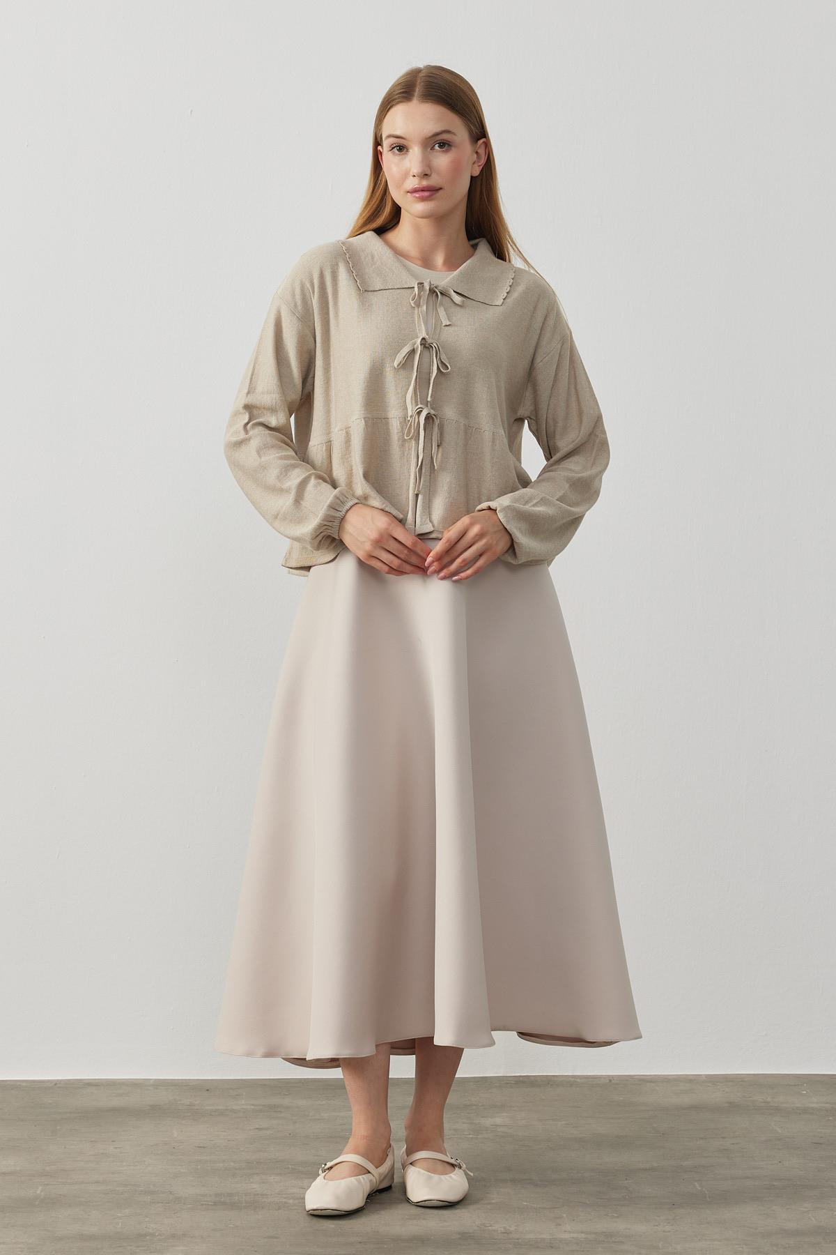 Pandora Skuba Kloş Etek - Bej