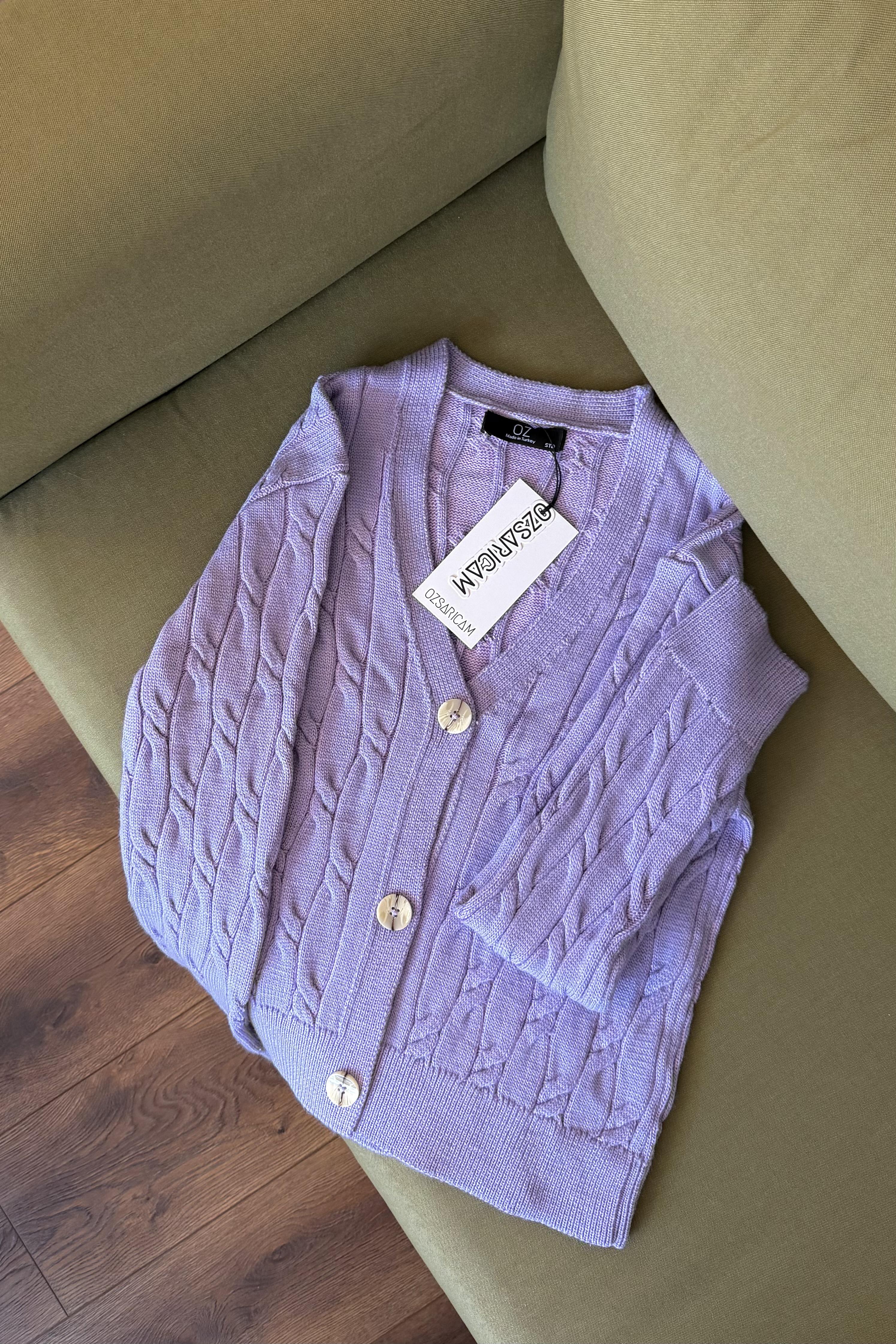 Paula Saç Örgülü Hırka - Lila