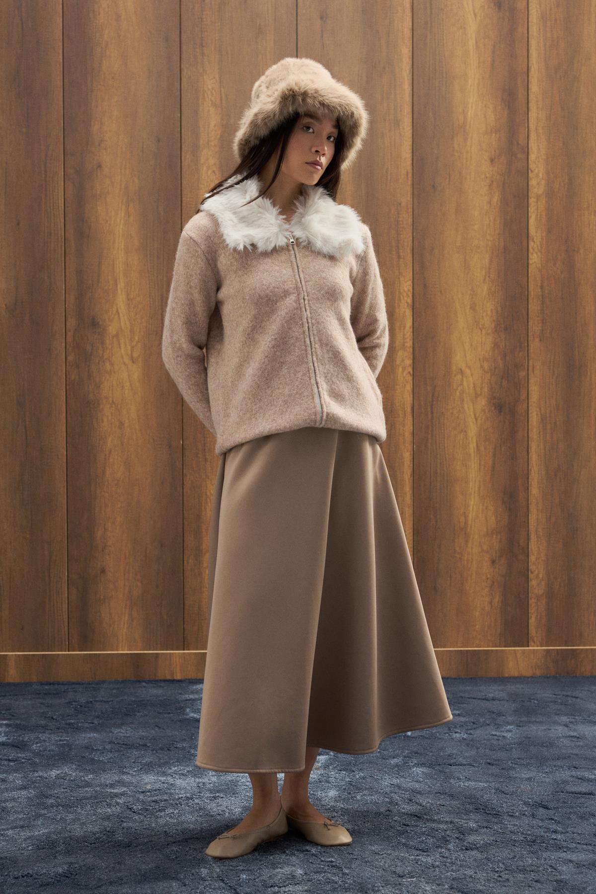 Peluş Bucket Şapka - Vizon 