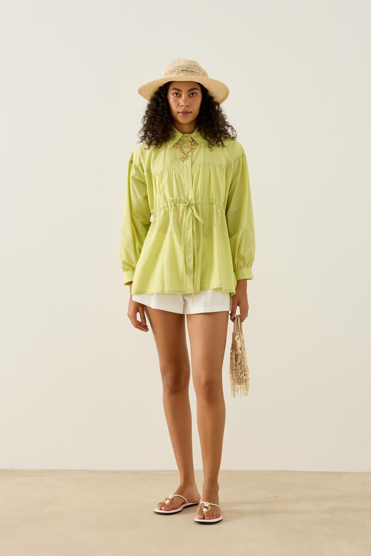 Phillippia Biye Kemerli Robalı Gömlek - Yeşil