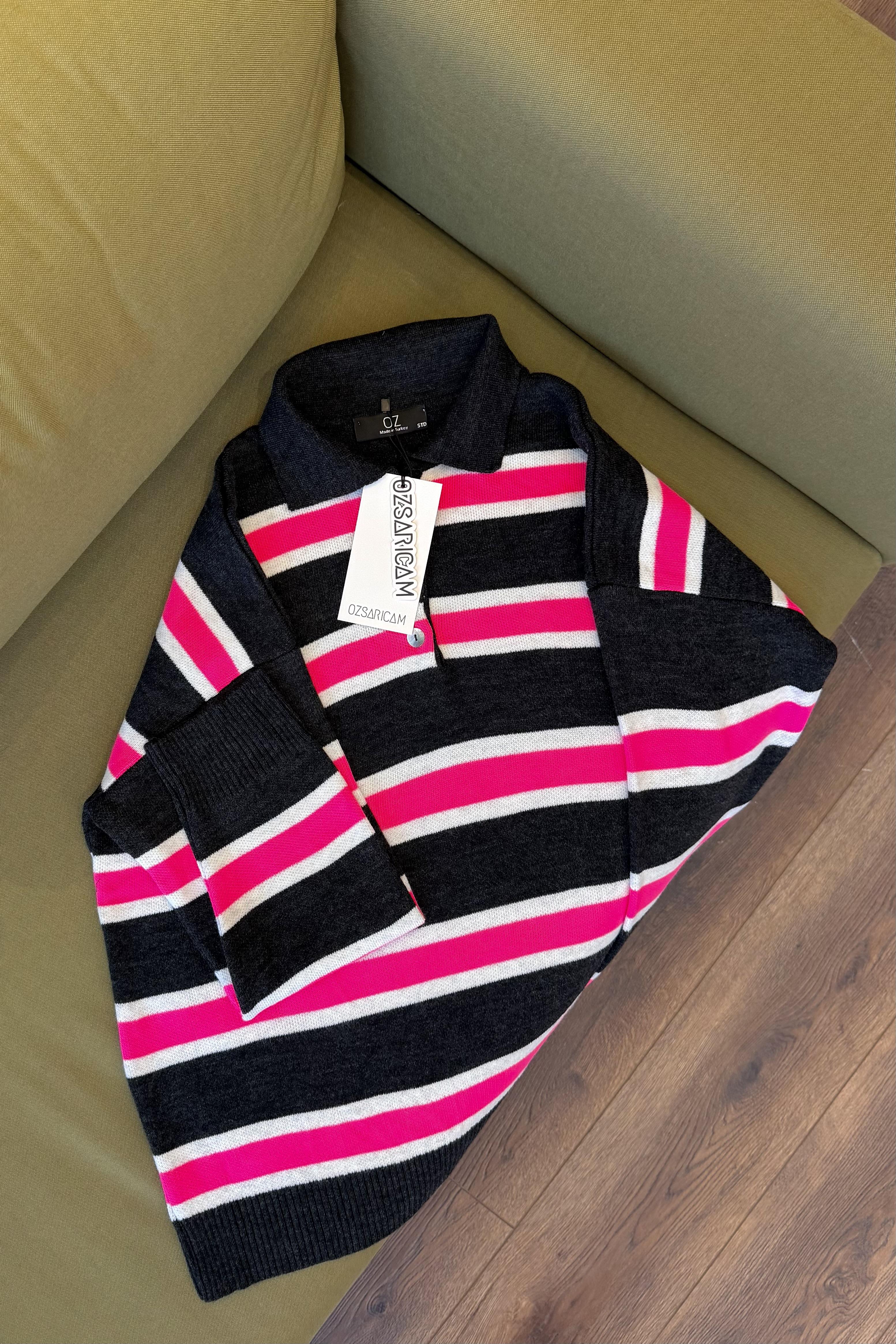 Rachel Polo Yaka Kazak - Fuşya