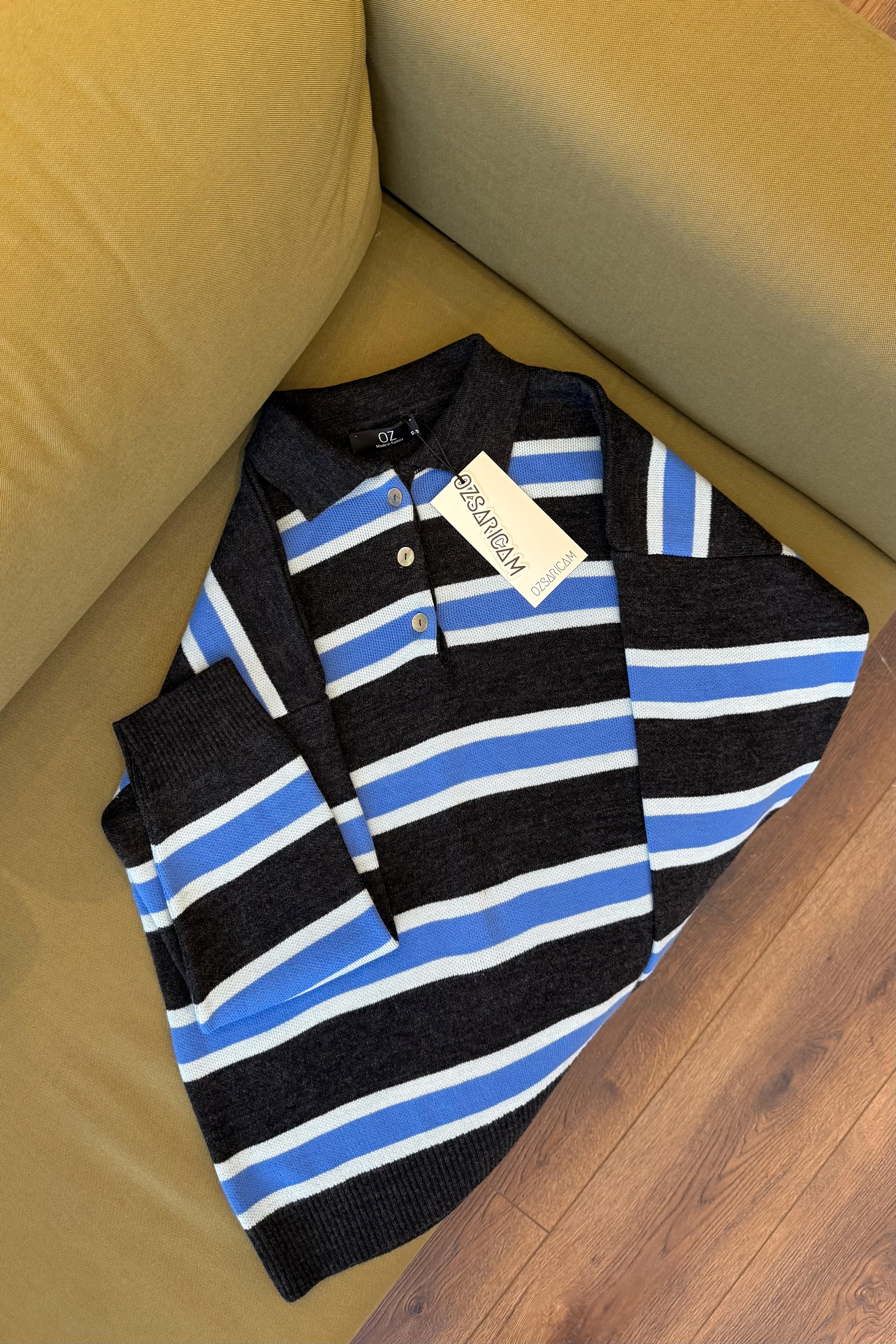 Rachel Polo Yaka Kazak - İndigo mavi