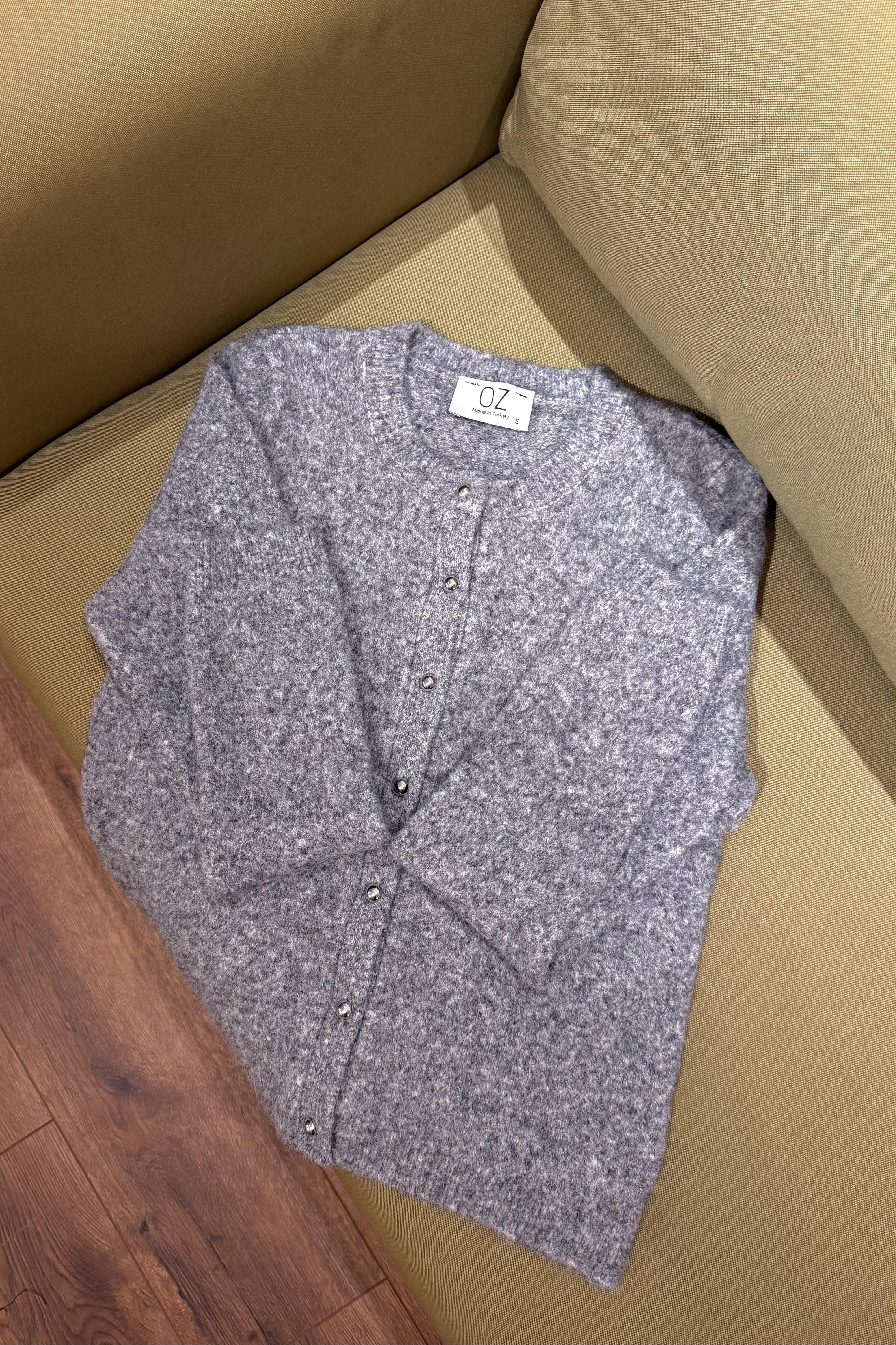 Reina Silver Düğmeli Hırka. - Antrasit 