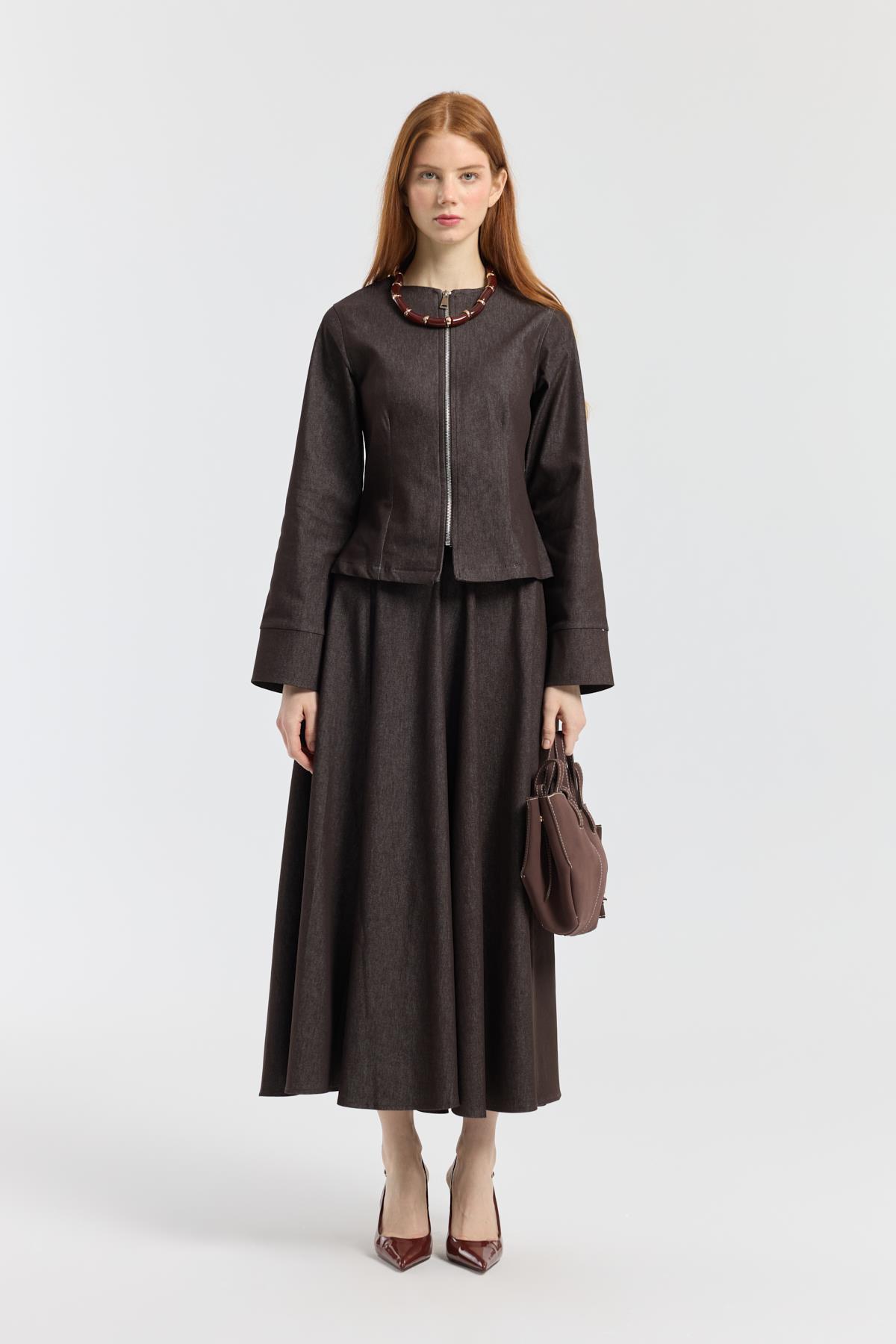 Sadie Belden Oturtmalı Kot Takım - Bordo