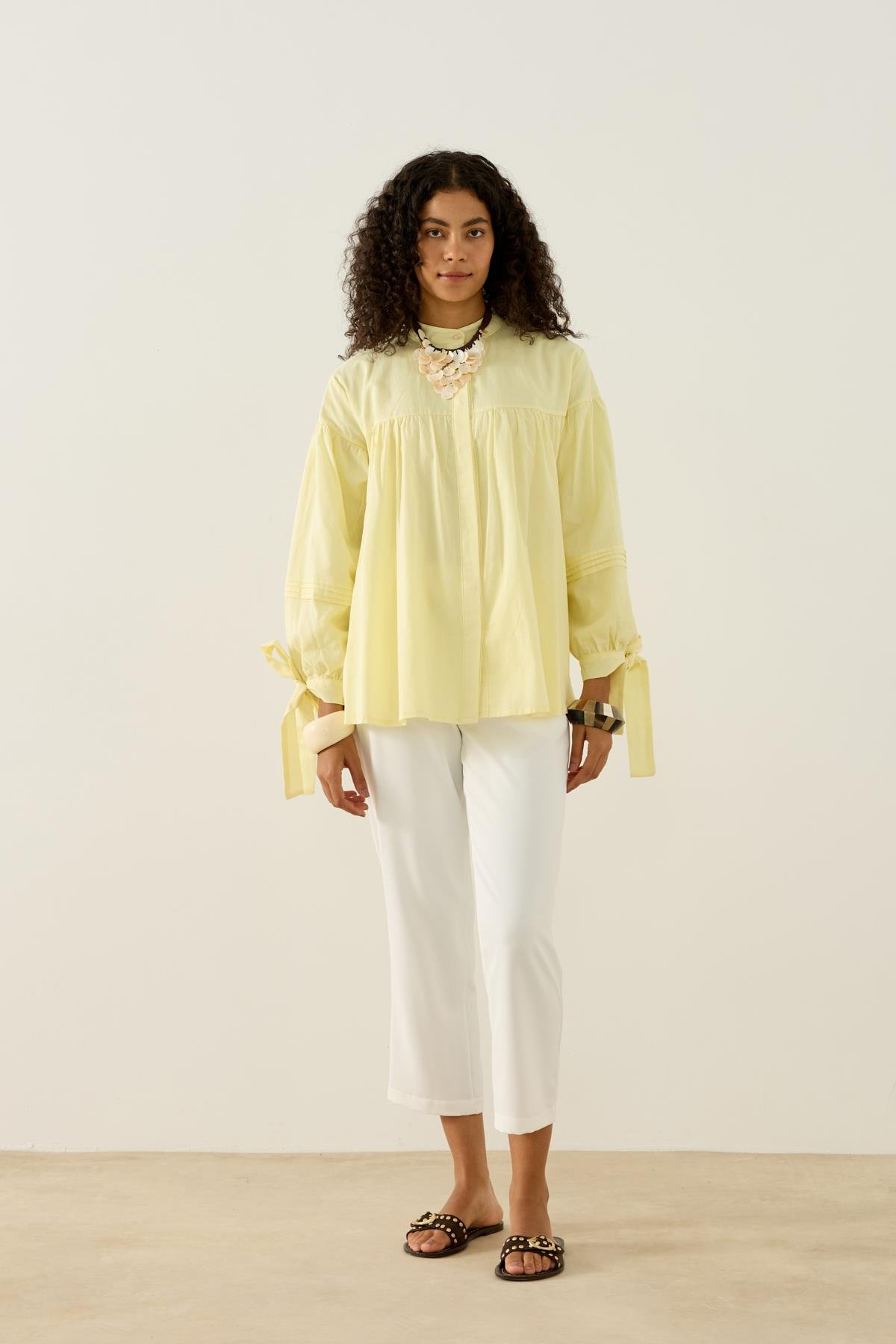 Sienna Allerli Robalı Vual Gömlek - Sarı
