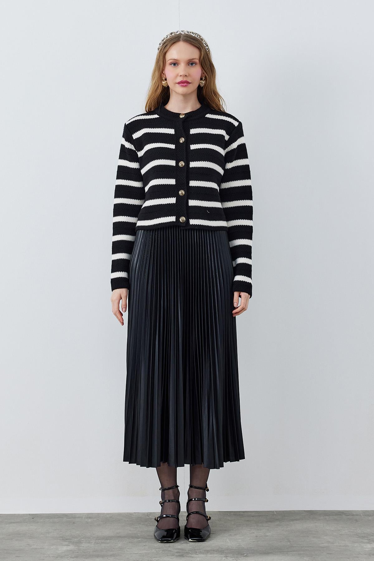 SINDY PLİSELİ ETEK - SİYAH 