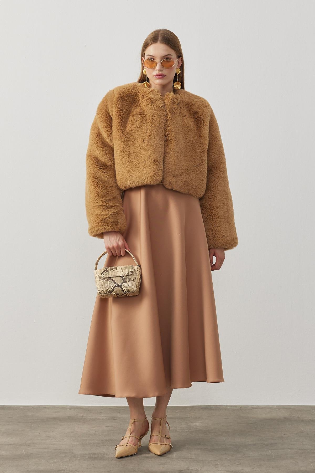 Valencia Peluş Kürk Ceket - Camel