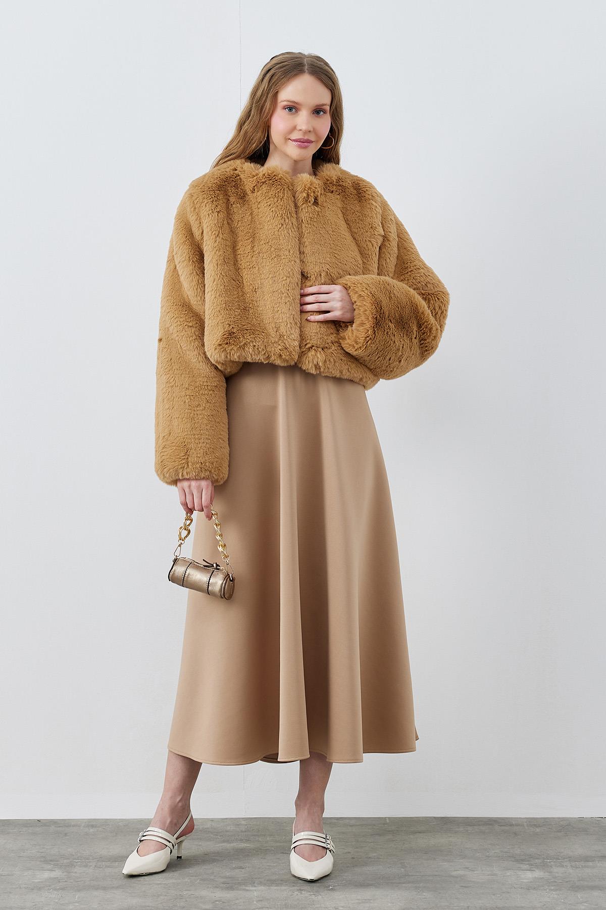 VALENCİA PELUŞ KÜRK CEKET - CAMEL 