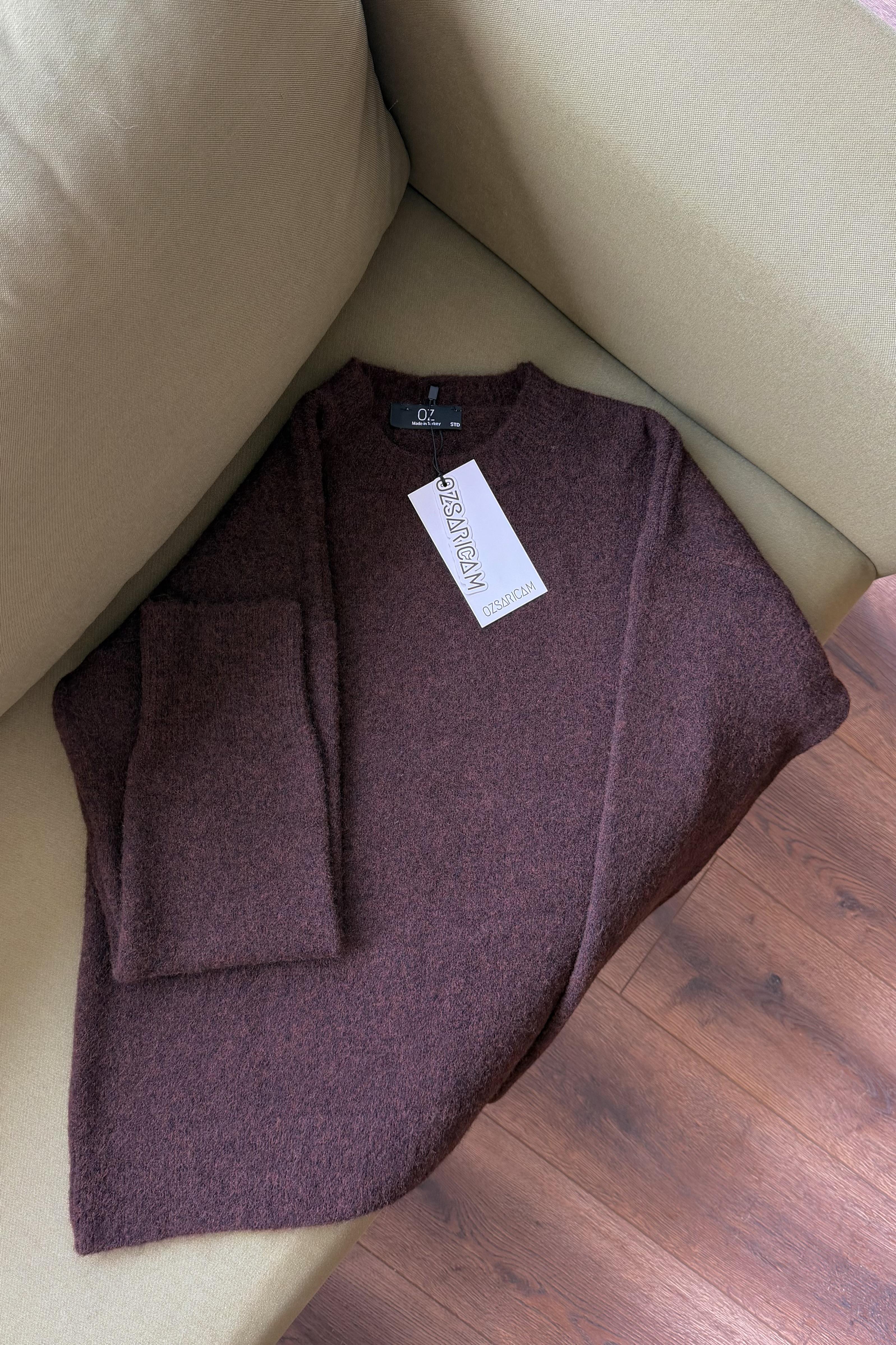 Winnie Basic Peluş Kazak - Acı kahve