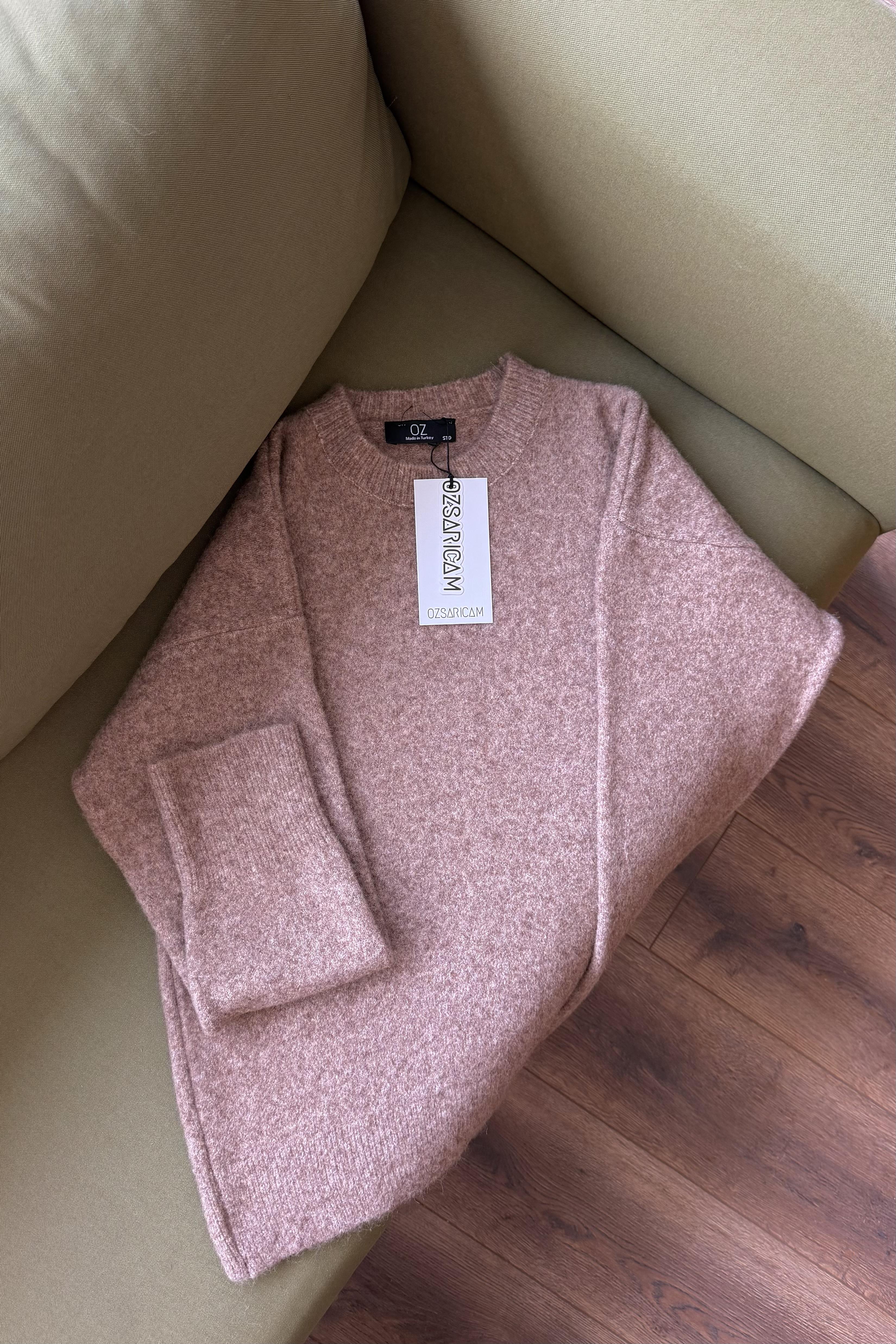 Winnie Basic Peluş Kazak - Camel 