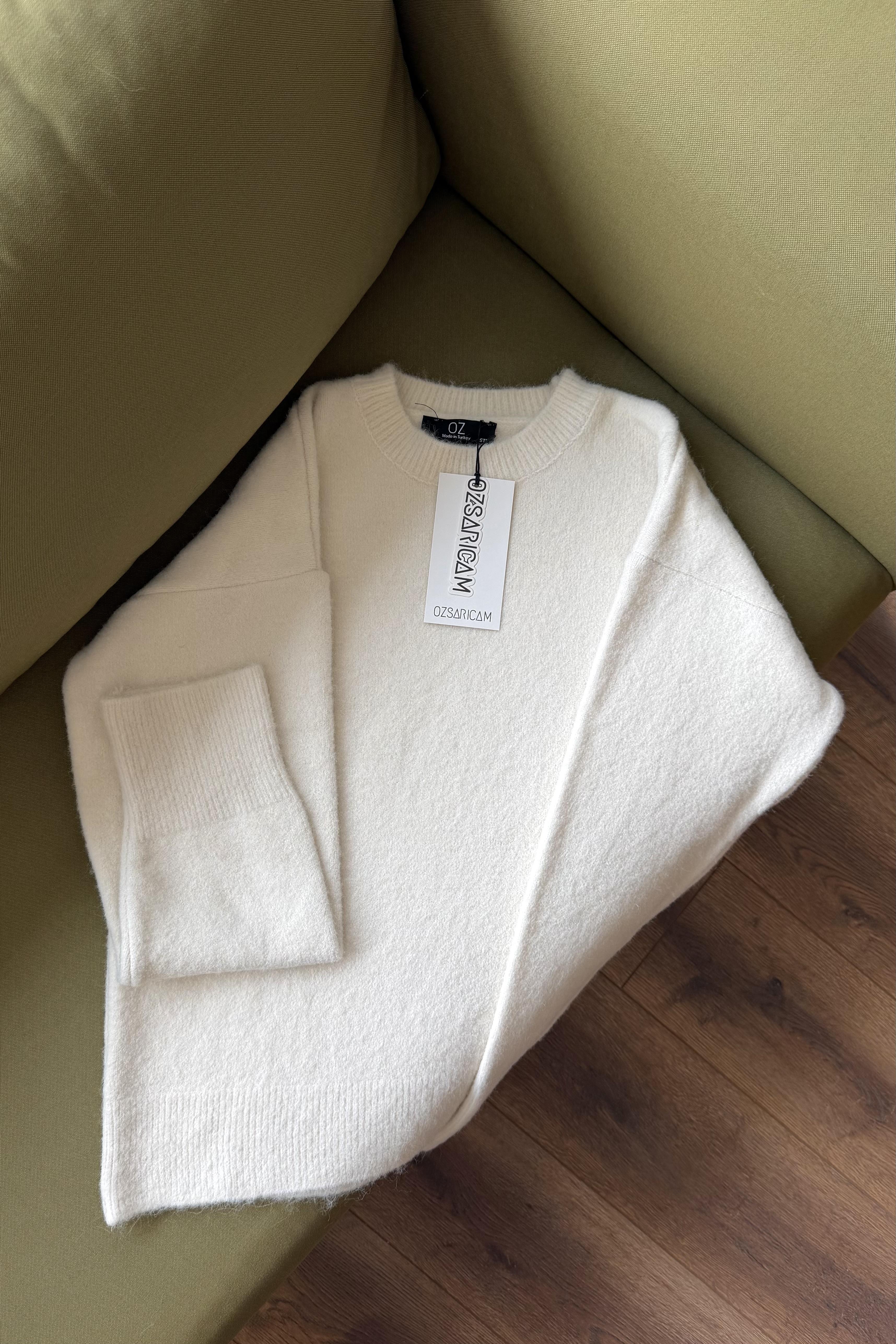 Winnie Basic Peluş Kazak - Ekru 