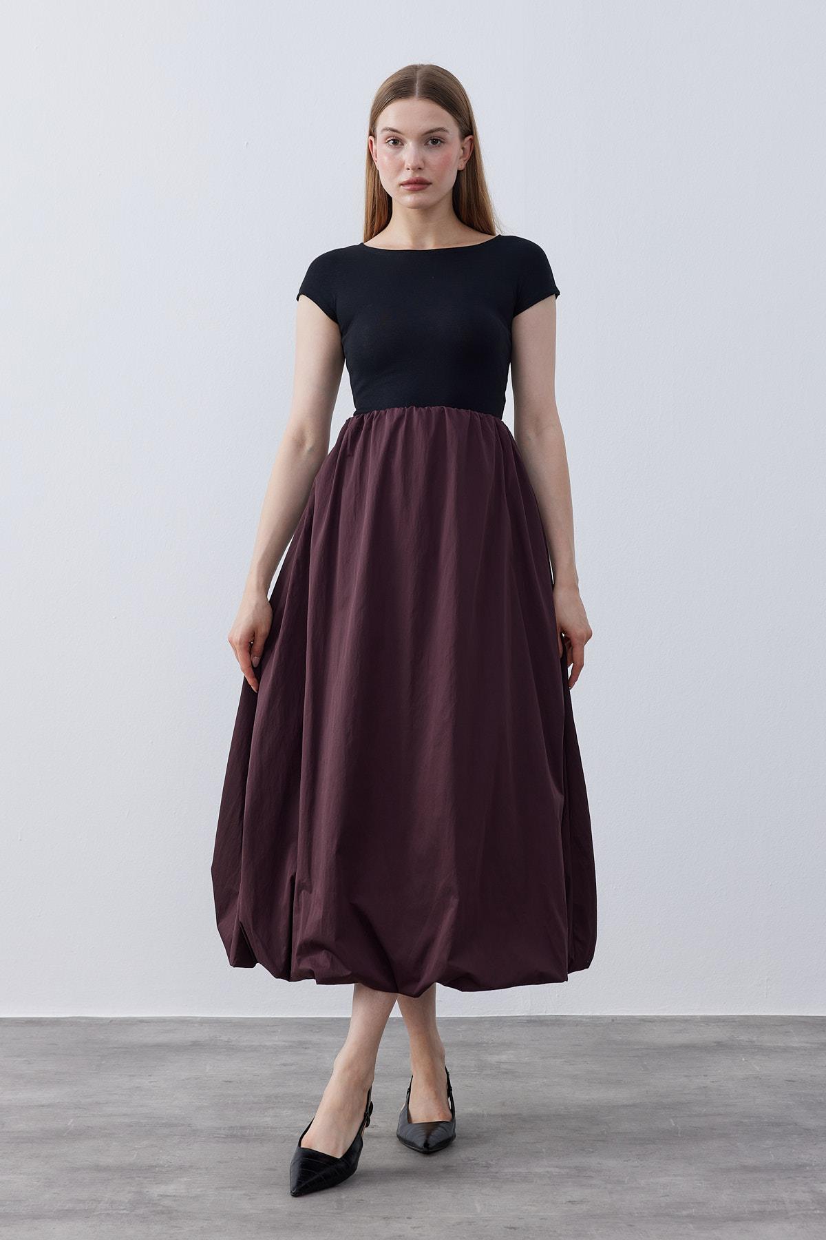 Zenda Balon Gabardin Etek - Bordo