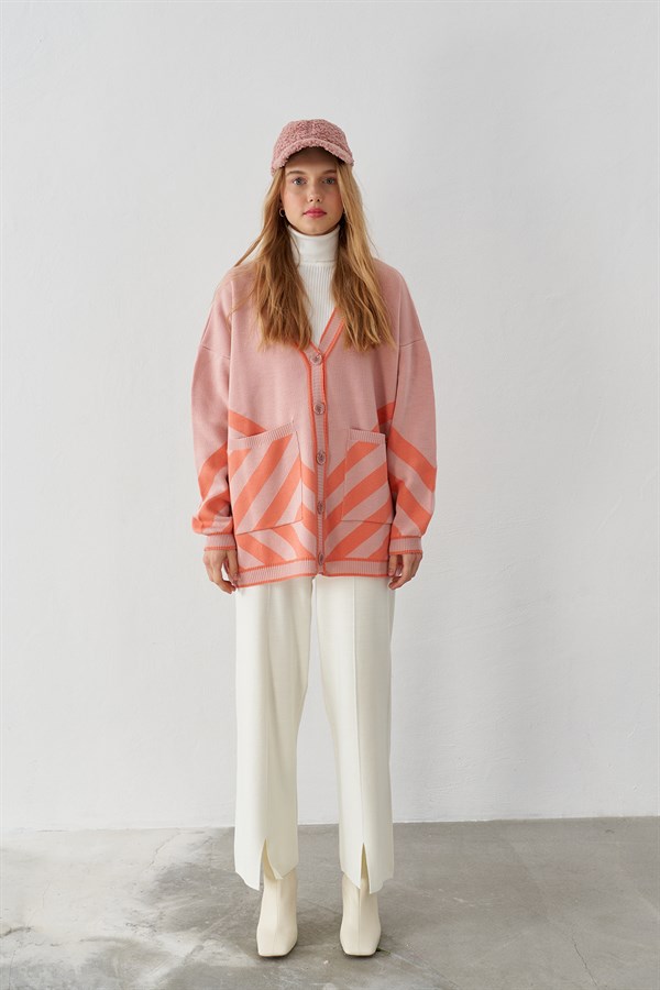 Sara Knitwear Cardigan With Pockets - Pink