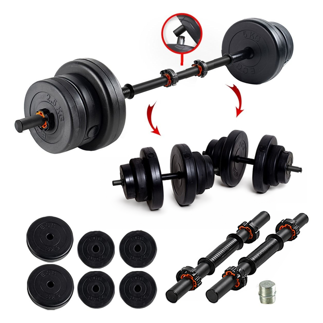 Ecgspor 22 KG Multifonksiyonel Halter Seti ve Dambıl Seti